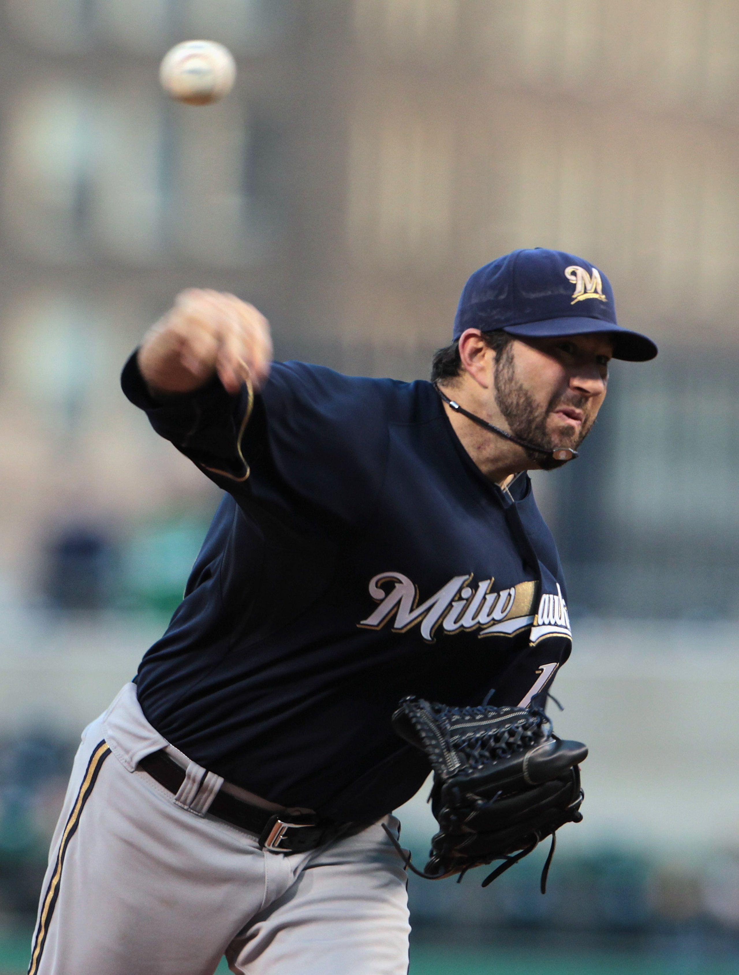 PITTSBURGH, PA - APRIL 13:  Shaun Marcum #18 of the Milwaukee Brewers throws a pitch during their game against the Pittsburgh Pirates at PNC Park on April 13, 2011 in Pittsburgh, Pennsylvania.  (Photo by Scott Halleran/Getty Images)