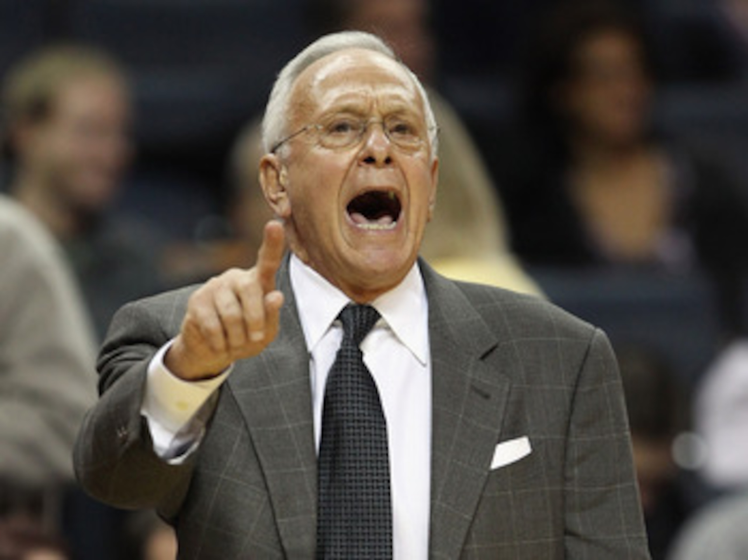 CHARLOTTE, NC - NOVEMBER 24:  Head coach Larry Brown of the Charlotte Bobcats yells to his team during their game against the New York Knicks at Time Warner Cable Arena on November 24, 2010 in Charlotte, North Carolina.  NOTE TO USER: User expressly ackno