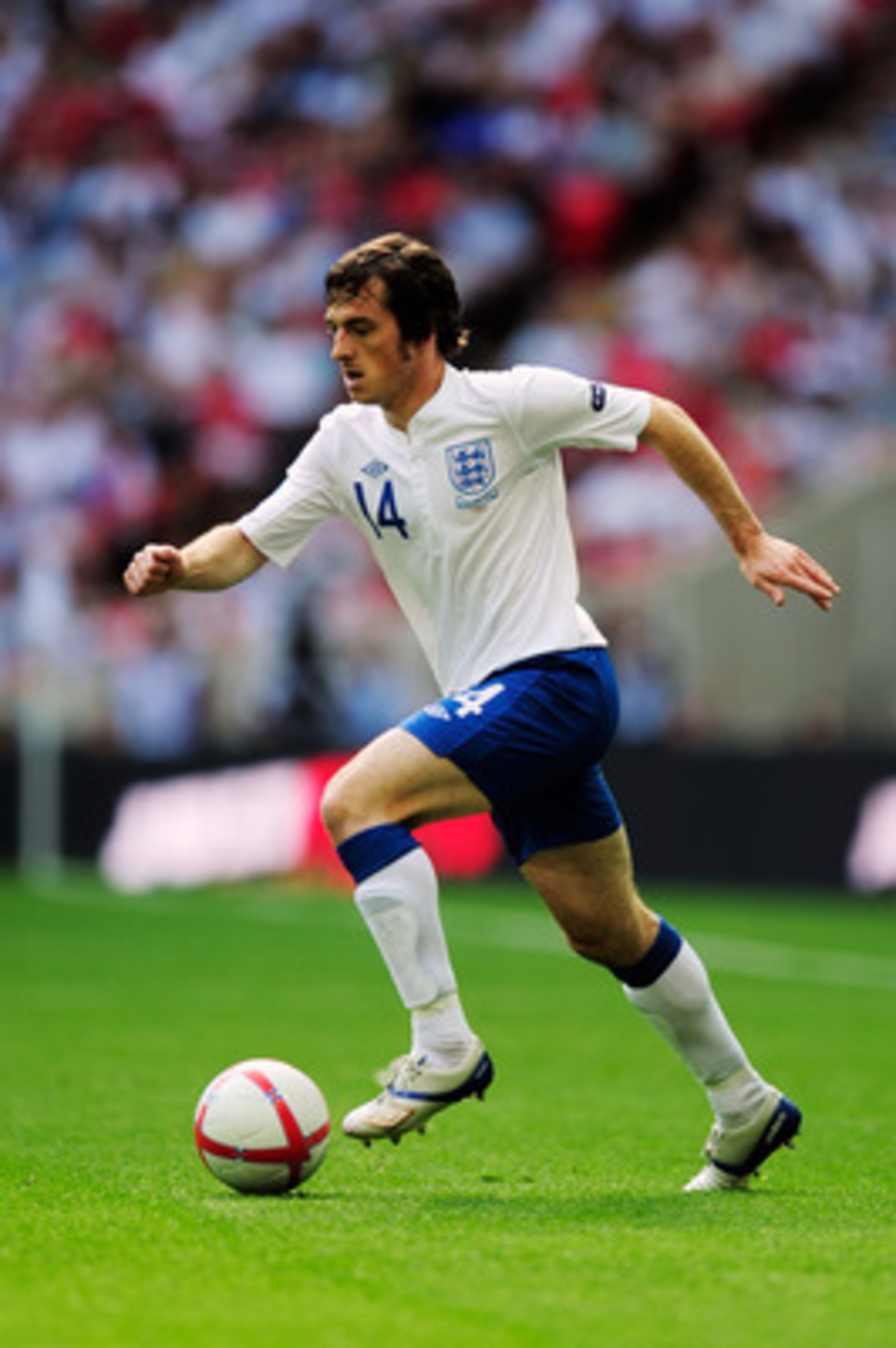 LONDON, ENGLAND - JUNE 04:  Leighton Baines of England in action during the UEFA EURO 2012 group G qualifying match between England and Switzerland at Wembley Stadium on June 4, 2011 in London, England.  (Photo by Jamie McDonald/Getty Images)