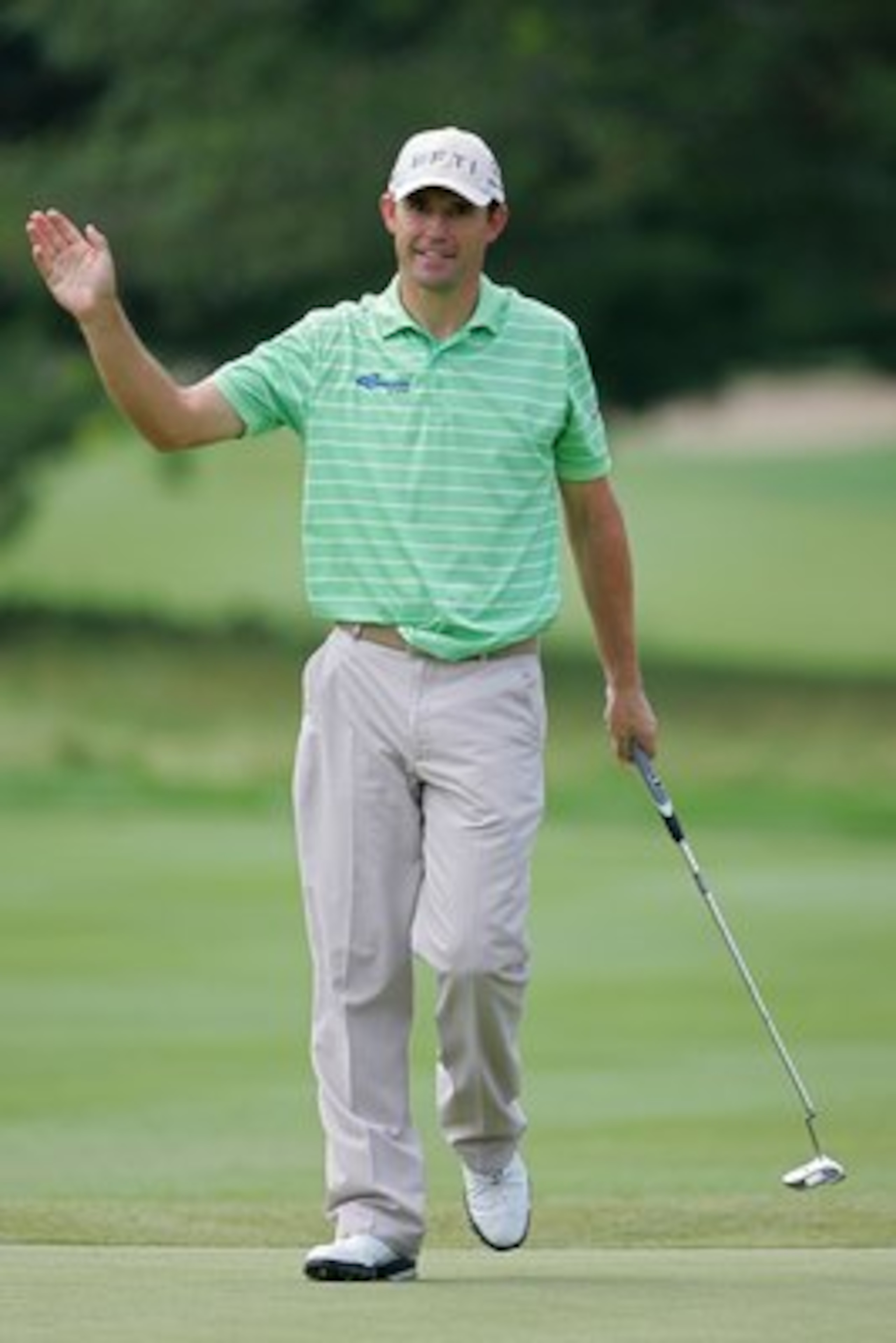 CROMWELL, CT - JUNE 24:  Padraig Harrington of Ireland waves to fans during the first round of the Travelers Championship held at TPC River Highlands on June 24, 2010 in Cromwell, Connecticut.  (Photo by Michael Cohen/Getty Images)