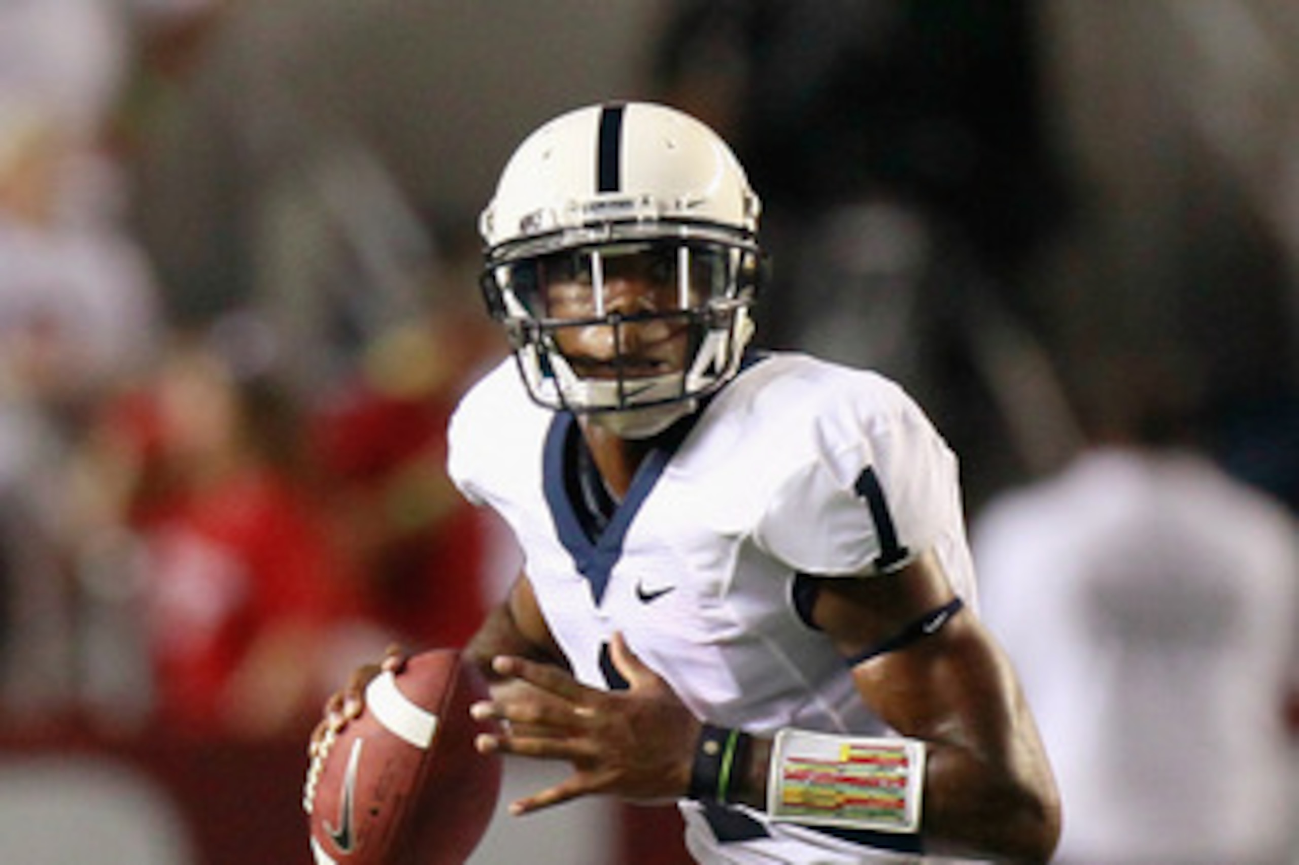 TUSCALOOSA, AL - SEPTEMBER 11: Quarterback Robert Bolden #1 of the Penn State Nittany Lions against the Alabama Crimson Tide at Bryant-Denny Stadium on September 11, 2010 in Tuscaloosa, Alabama. (Photo by Kevin C. Cox/Getty Images) TUSCALOOSA, AL - SEPTEMBER 11: Quarterback Robert Bolden #1 of the Penn State Nittany Lions against the Alabama Crimson Tide at Bryant-Denny Stadium on September 11, 2010 in Tuscaloosa, Alabama. (Photo by Kevin C. Cox/Getty Images)