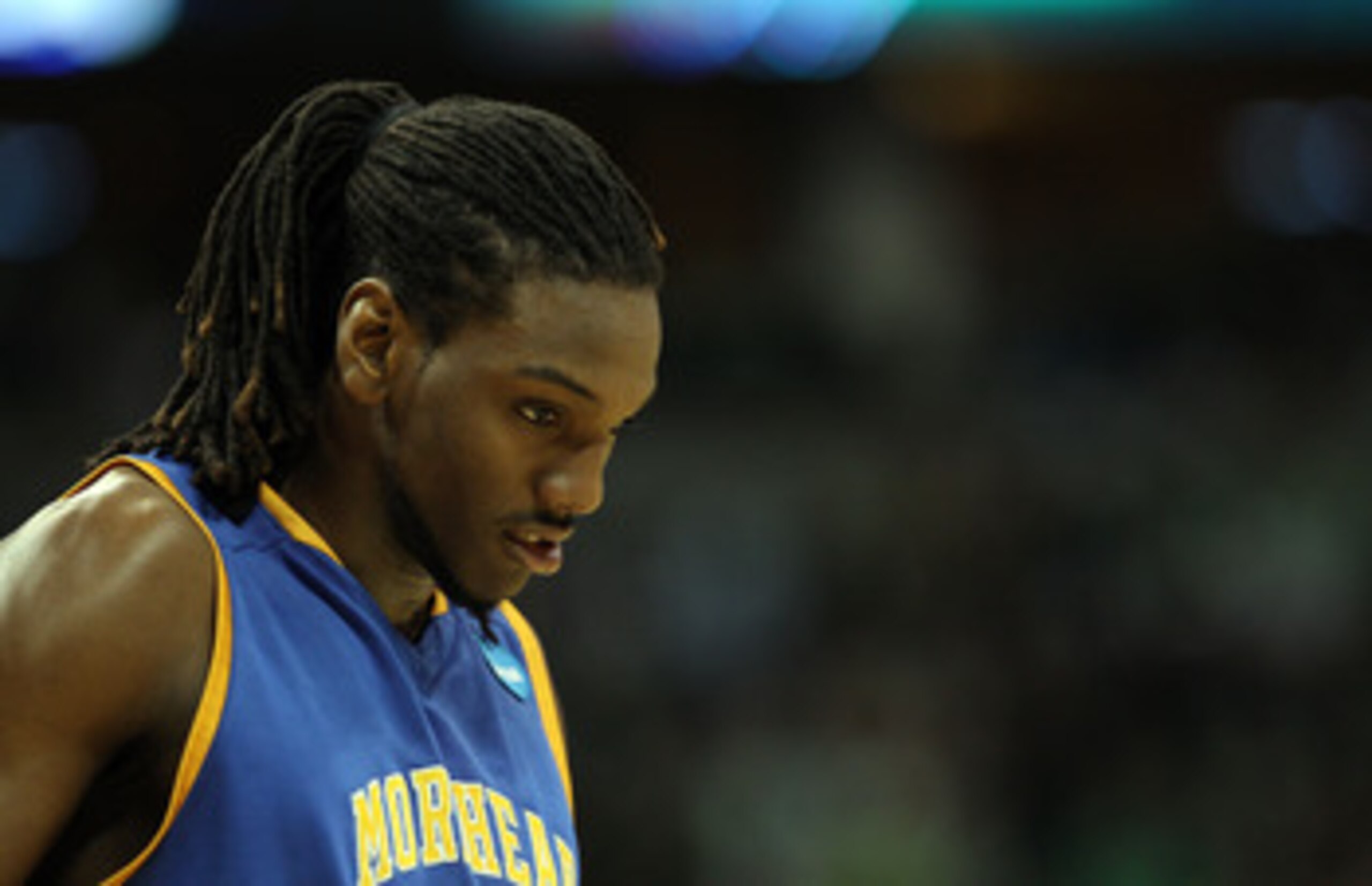 DENVER, CO - MARCH 17:  Kenneth Faried #35 of the Morehead State Eagles looks on during the second round of the 2011 NCAA men's basketball tournament at Pepsi Center on March 17, 2011 in Denver, Colorado.  (Photo by Justin Edmonds/Getty Images)