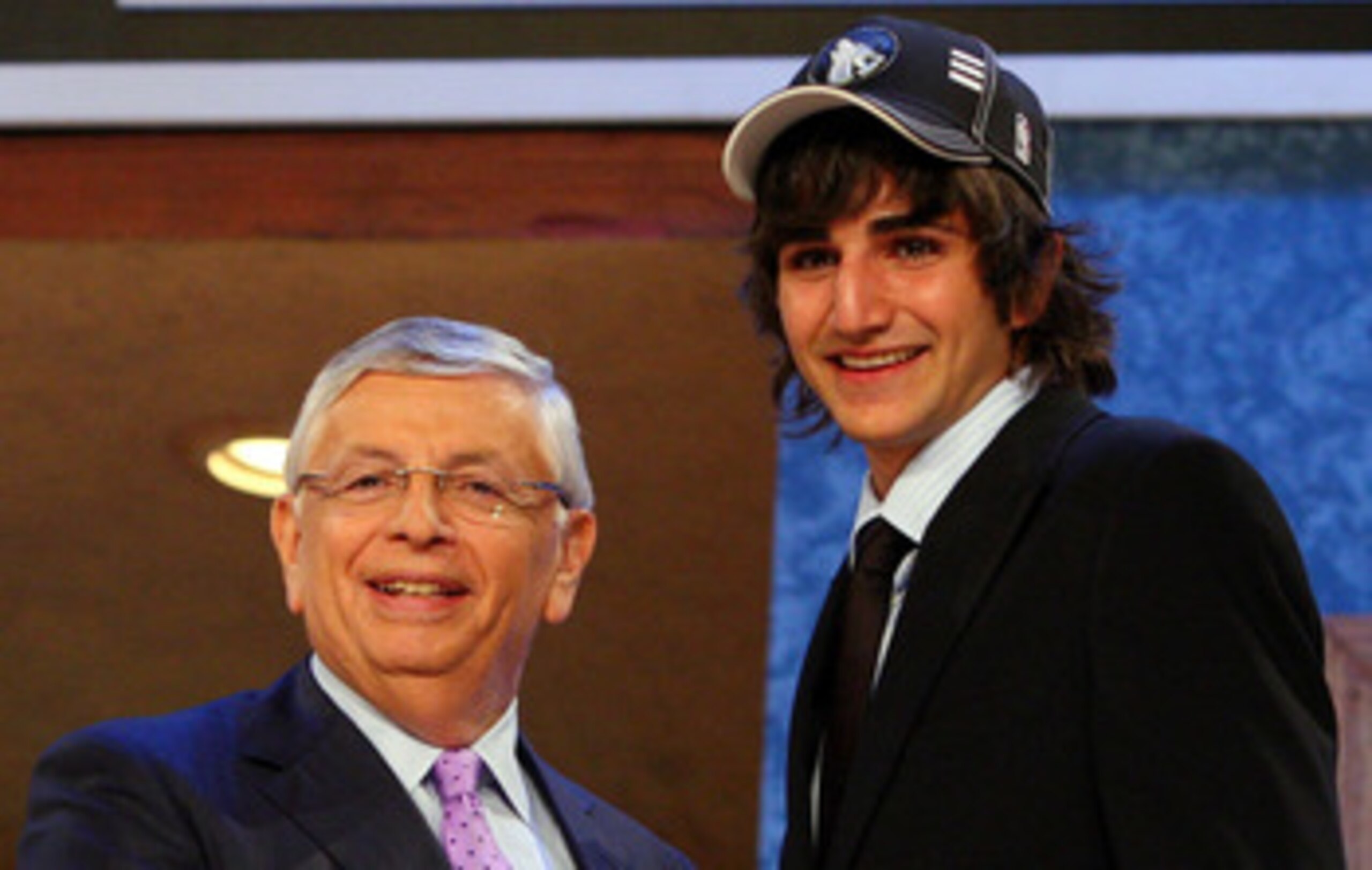NEW YORK - JUNE 25:  NBA Commissioner David Stern poses for a photograph with the fifth overall draft pick by the Minnesota Timberwolves,  Ricky Rubio during the 2009 NBA Draft at the Wamu Theatre at Madison Square Garden June 25, 2009 in New York City. N