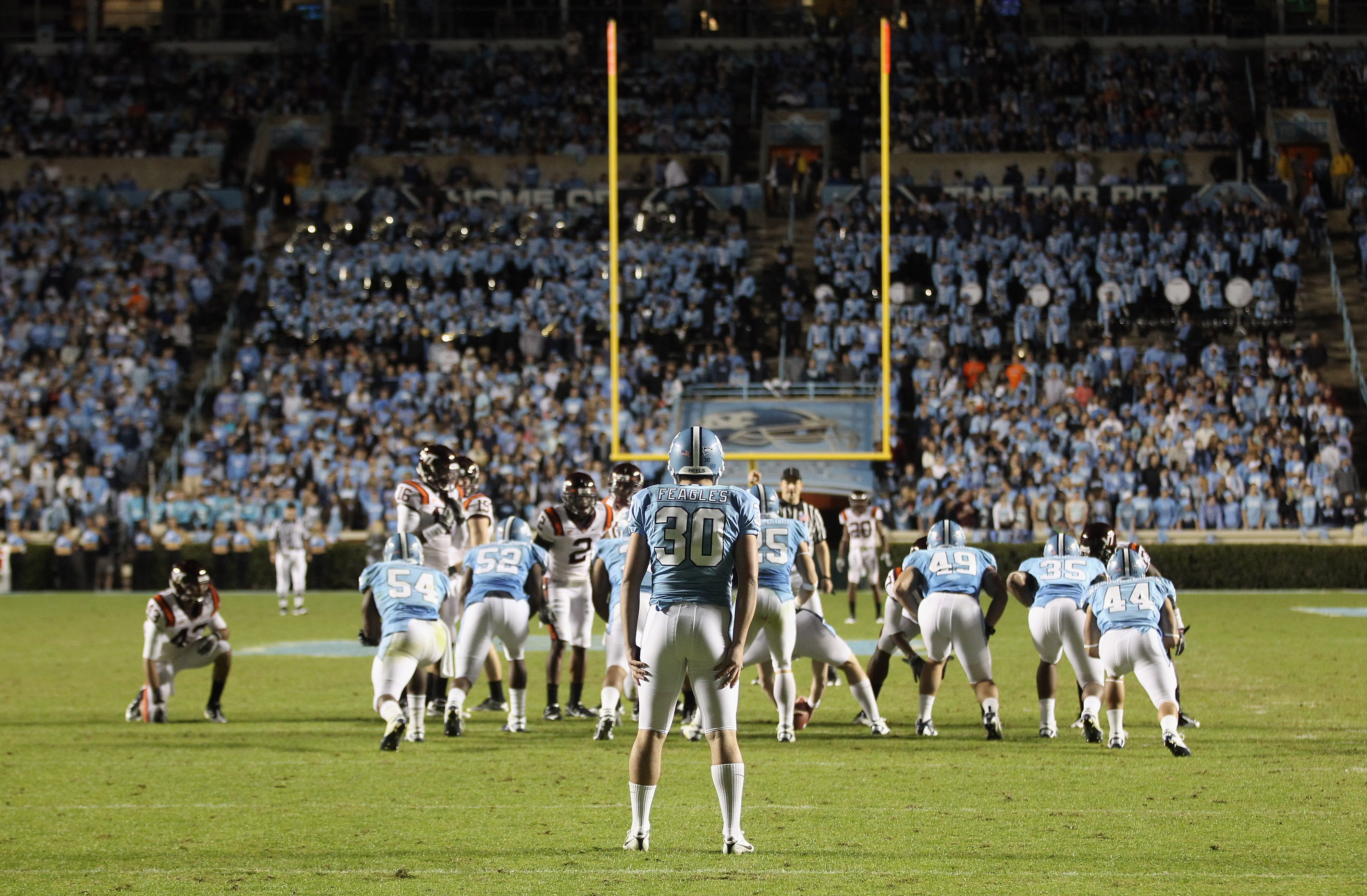 CHAPEL HILL, NC - NOVEMBER 13:  C.J. Feagles #30 of the North Carolina Tar Heels against the Virginia Tech Hokies during their game at Kenan Stadium on November 13, 2010 in Chapel Hill, North Carolina.  (Photo by Streeter Lecka/Getty Images)