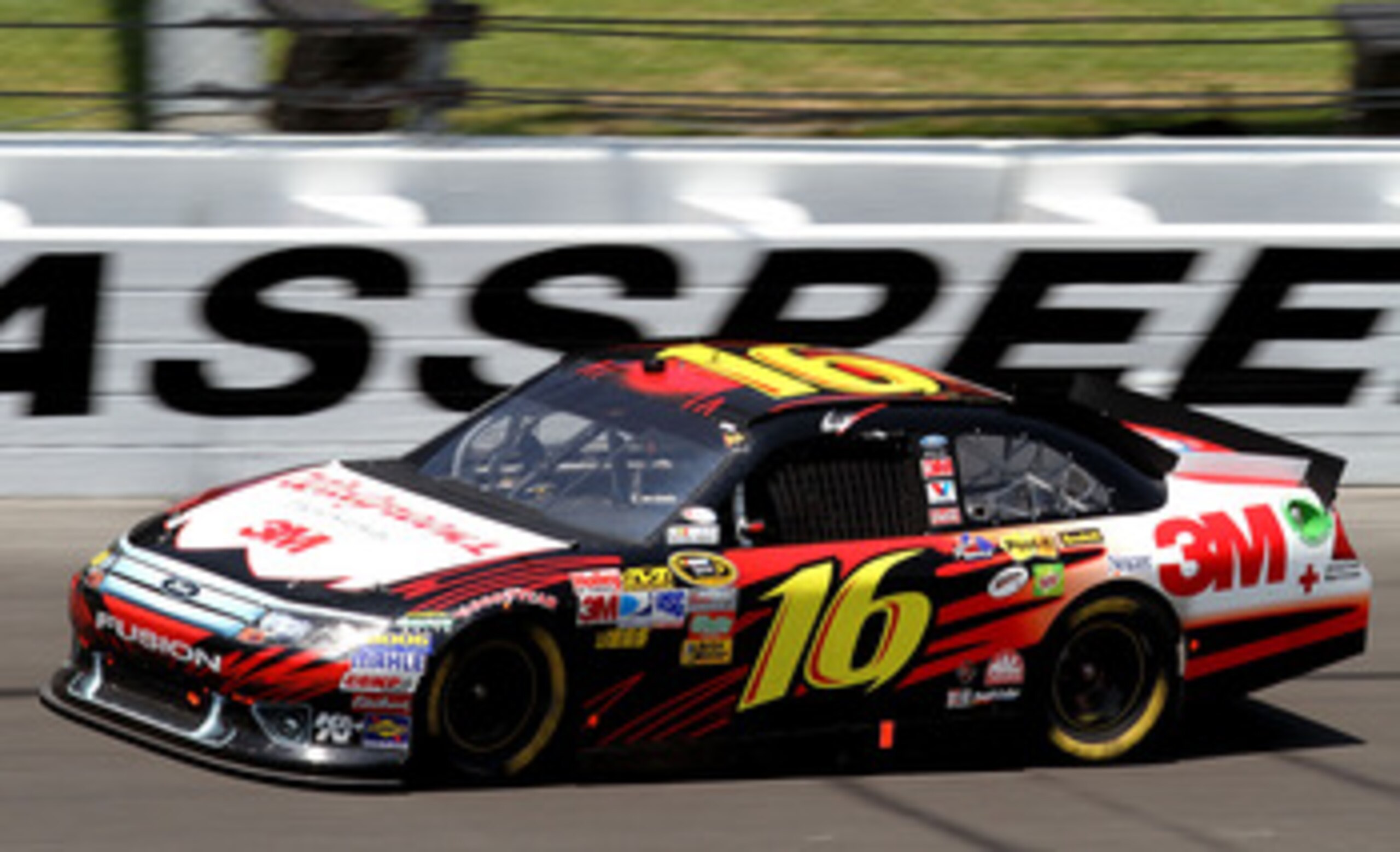 KANSAS CITY, KS - JUNE 05:  Greg Biffle, driver of the #16 3M/Walgreens Ford, races during the NASCAR Sprint Cup Series STP 400 at Kansas Speedway on June 5, 2011 in Kansas City, Kansas.  (Photo by Jerry Markland/Getty Images for NASCAR)