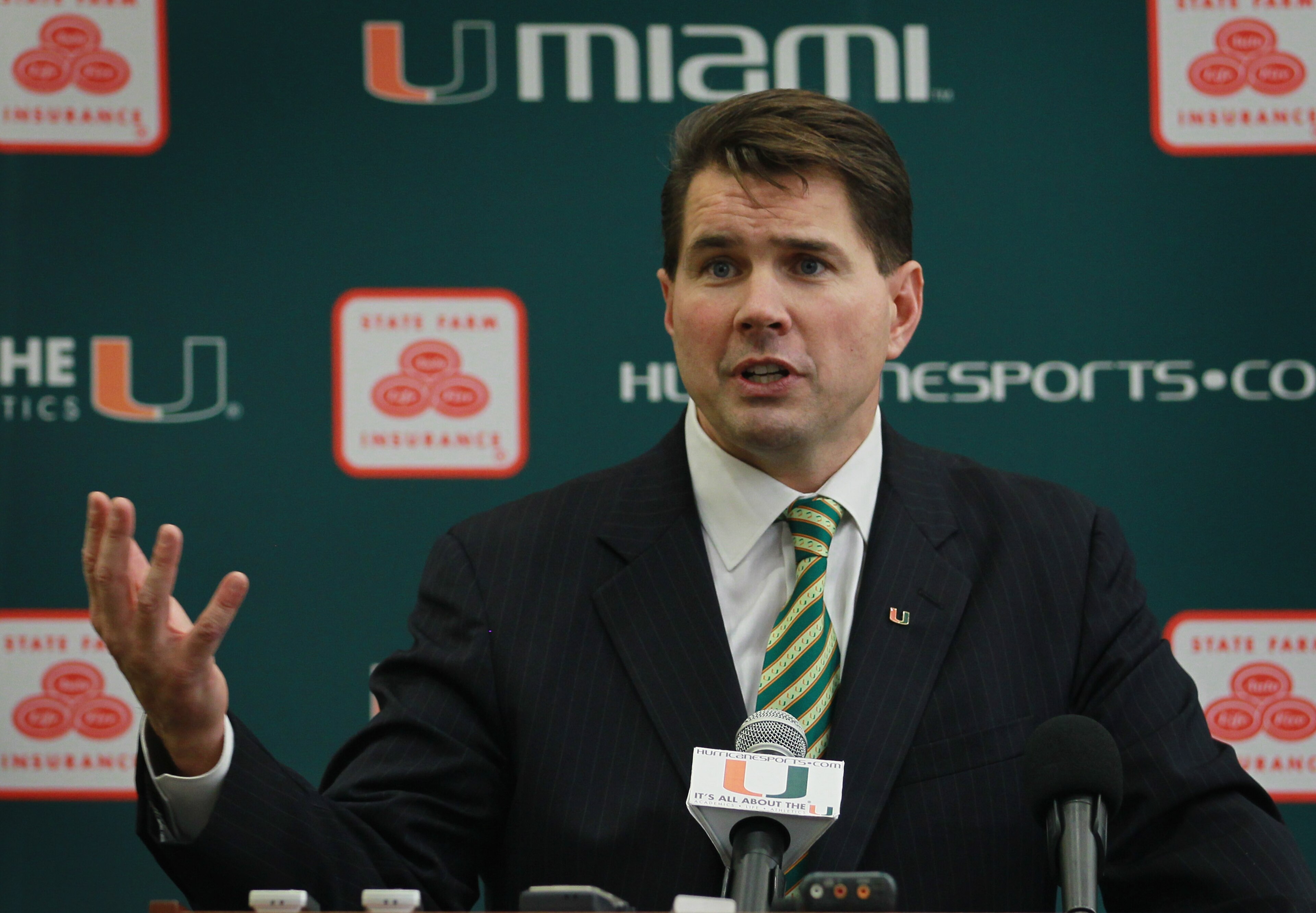 CORAL GABLES, FL - DECEMBER 13: Former Temple University football coach Al Golden, 41, speaks to the media after being introduced as the new head coach at the University of Miami on December 13, 2010 in Coral Gables, Florida. Golden is replacing Randy CORAL GABLES, FL - DECEMBER 13: Former Temple University football coach Al Golden, 41, speaks to the media after being introduced as the new head coach at the University of Miami on December 13, 2010 in Coral Gables, Florida. Golden is replacing Randy