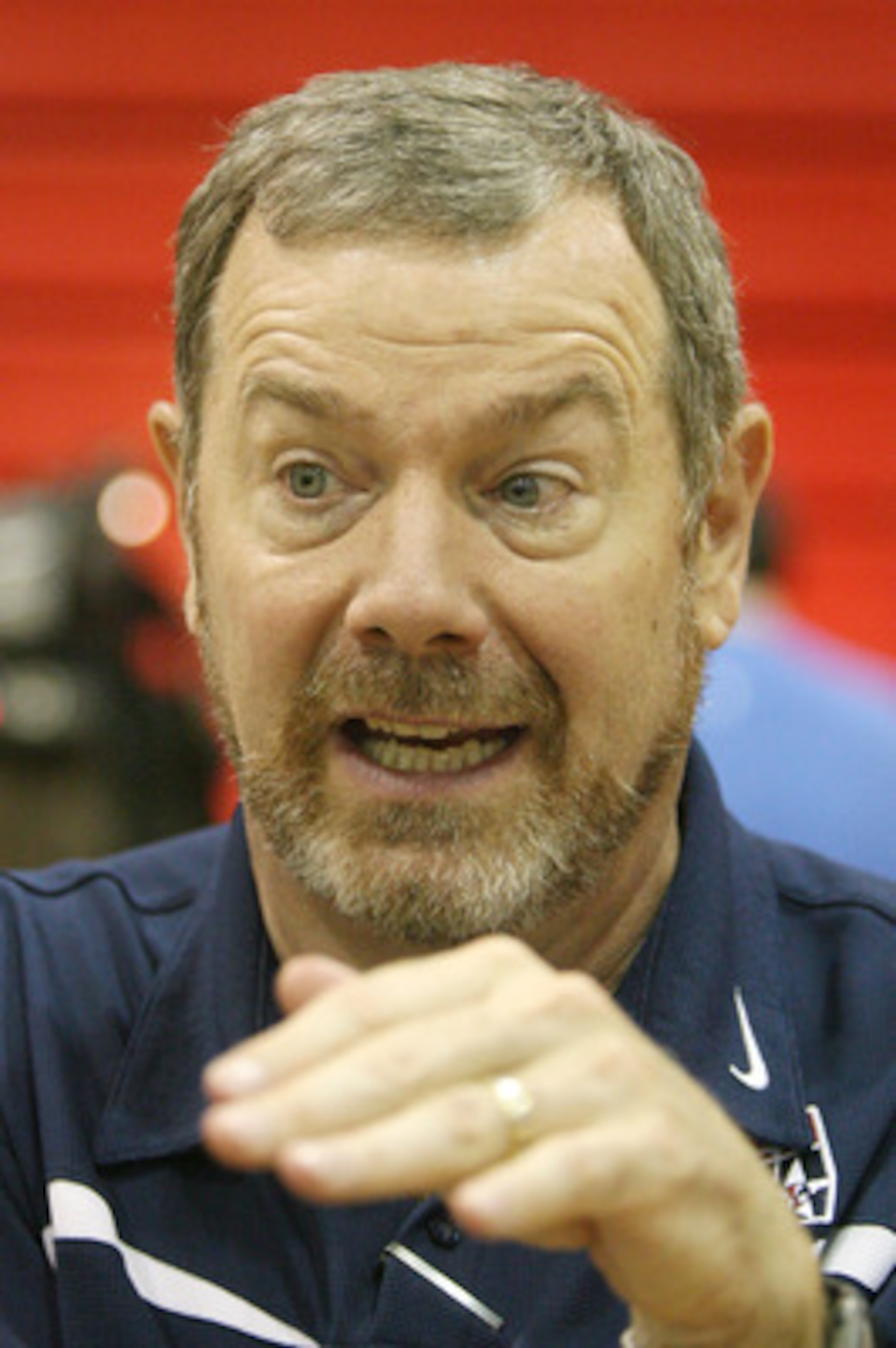 LAS VEGAS - JULY 24:  Head coach of the USA Basketball Men's Select Team P.J. Carlesimo is interviewed at Valley High School June 24, 2008 in Las Vegas, Nevada.  (Photo by Ethan Miller/Getty Images)