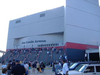 Up the steps to Joe Louis Arena
