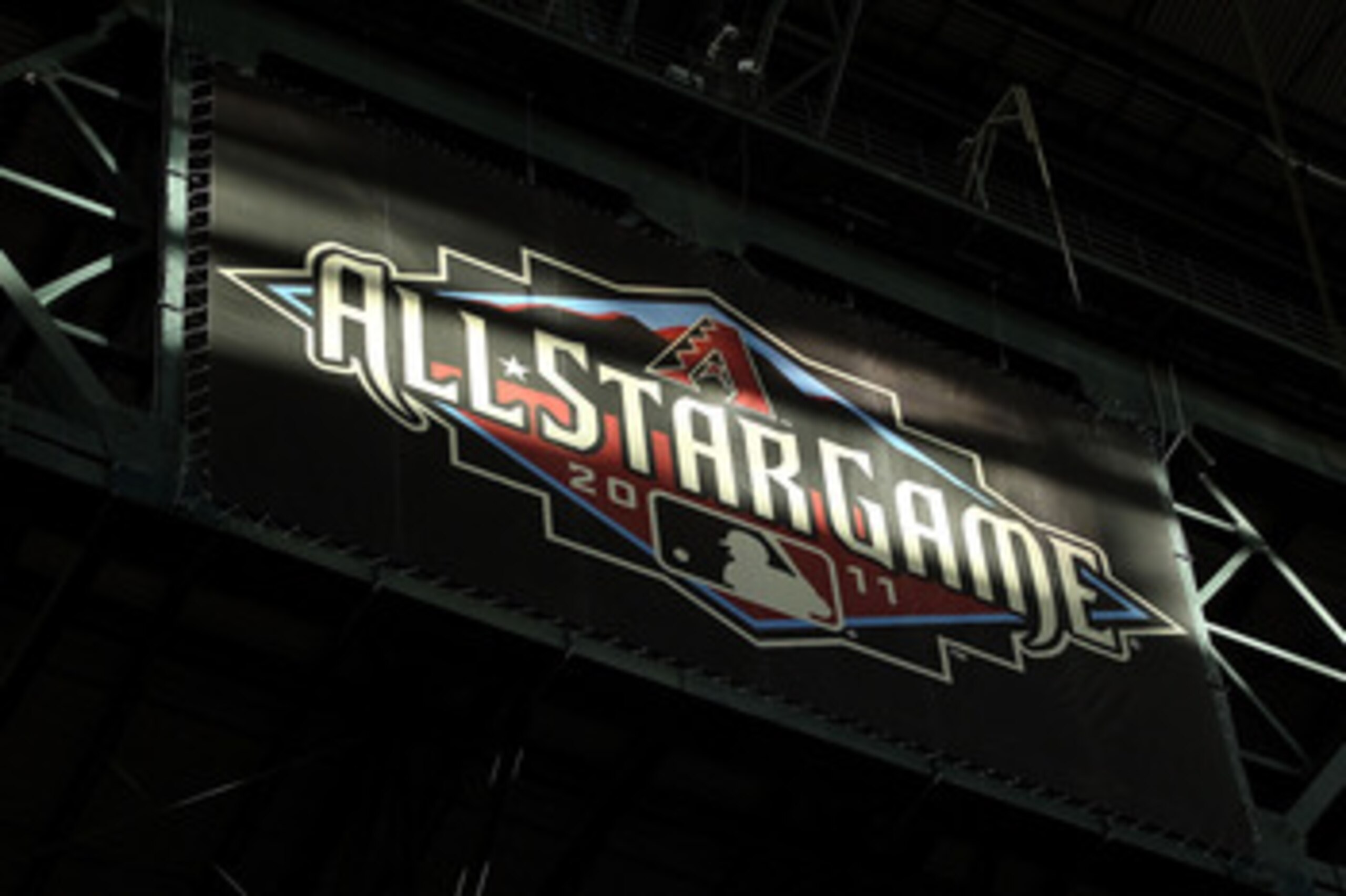 PHOENIX, AZ - JUNE 04:  Sunlight hits a logo for the 2011 MLB All Star Game during the Major League Baseball game between the Washington Nationals and the Arizona Diamondbacks at Chase Field on June 4, 2011 in Phoenix, Arizona.  The Diamondbacks defeated