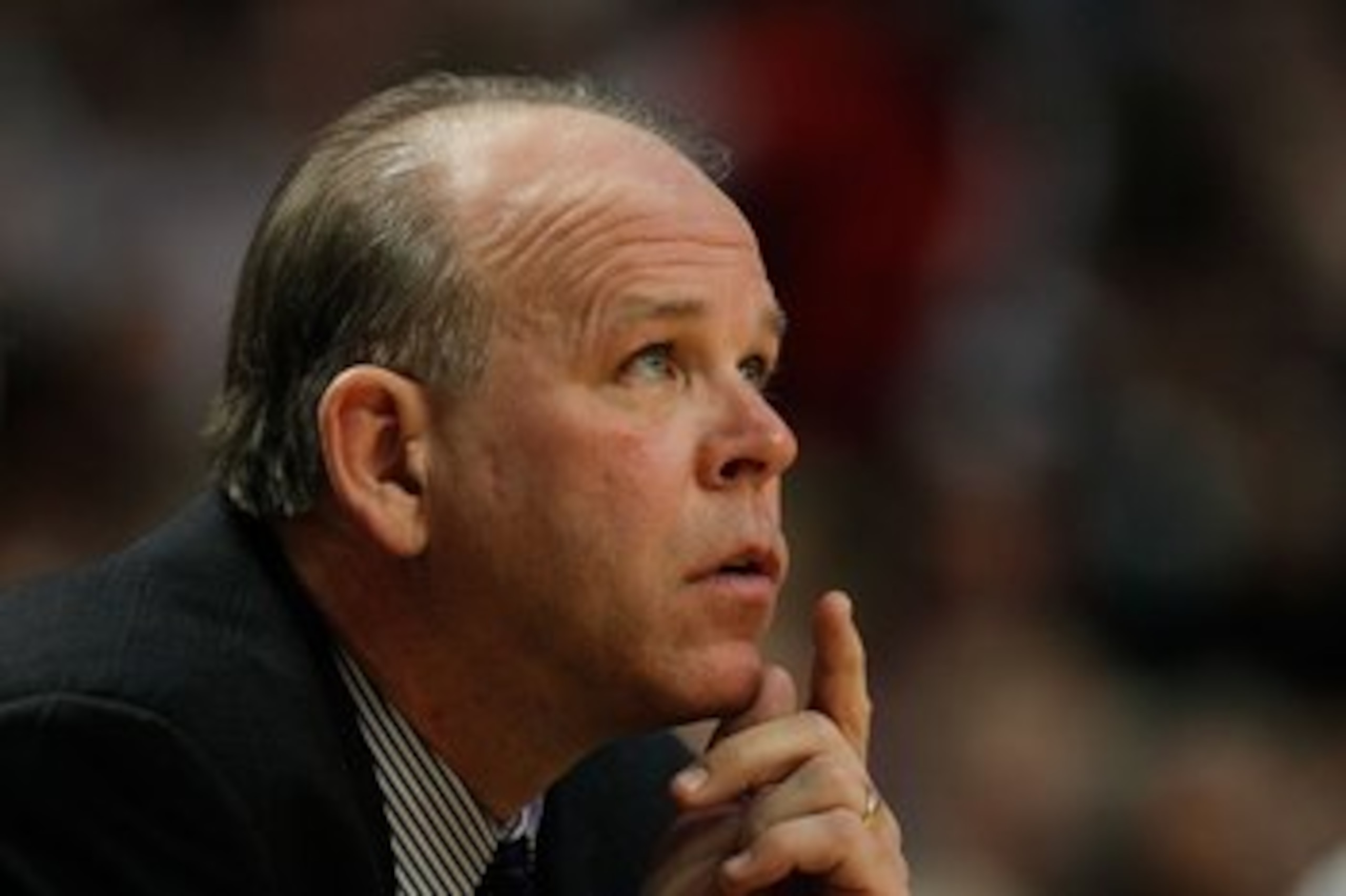 CHICAGO - DECEMBER 02: Head coach John Kuester of the Detroit Pistons watches as his team takes on the Chicago Bulls at the United Center on December 2, 2009 in Chicago, Illinois. The Bulls defeated the Pistons 92-85. NOTE TO USER: User expressly acknowle