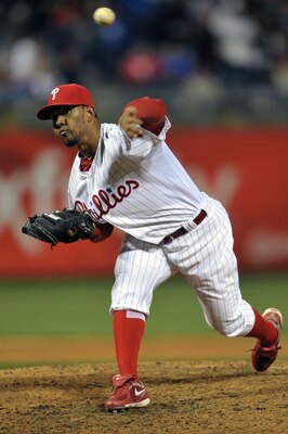 PHILADELPHIA, PA - APRIL 15: Antonio Bastardo #58 of the Philadelphia Phillies delivers a pitch during the game against the Florida Marlins at Citizens Bank Park on April 15, 2011 in Philadelphia, Pennsylvania. The Marlins won 4-3. (Photo by Drew Hallowel