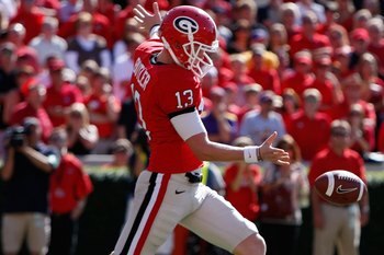 ATHENS, GA - OCTOBER 03:  Drew Butler #13 of the Georgia Bulldogs against the Louisiana State University Tigers at Sanford Stadium on October 3, 2009 in Athens, Georgia.  (Photo by Kevin C. Cox/Getty Images)