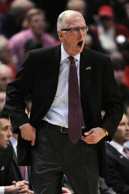 ANAHEIM, CA - MARCH 24:  Head coach Steve Fisher of the San Diego State Aztecs shouts from the sidelines during the west regional semifinal of the 2011 NCAA men's basketball tournament at the Honda Center on March 24, 2011 in Anaheim, California.  (Photo