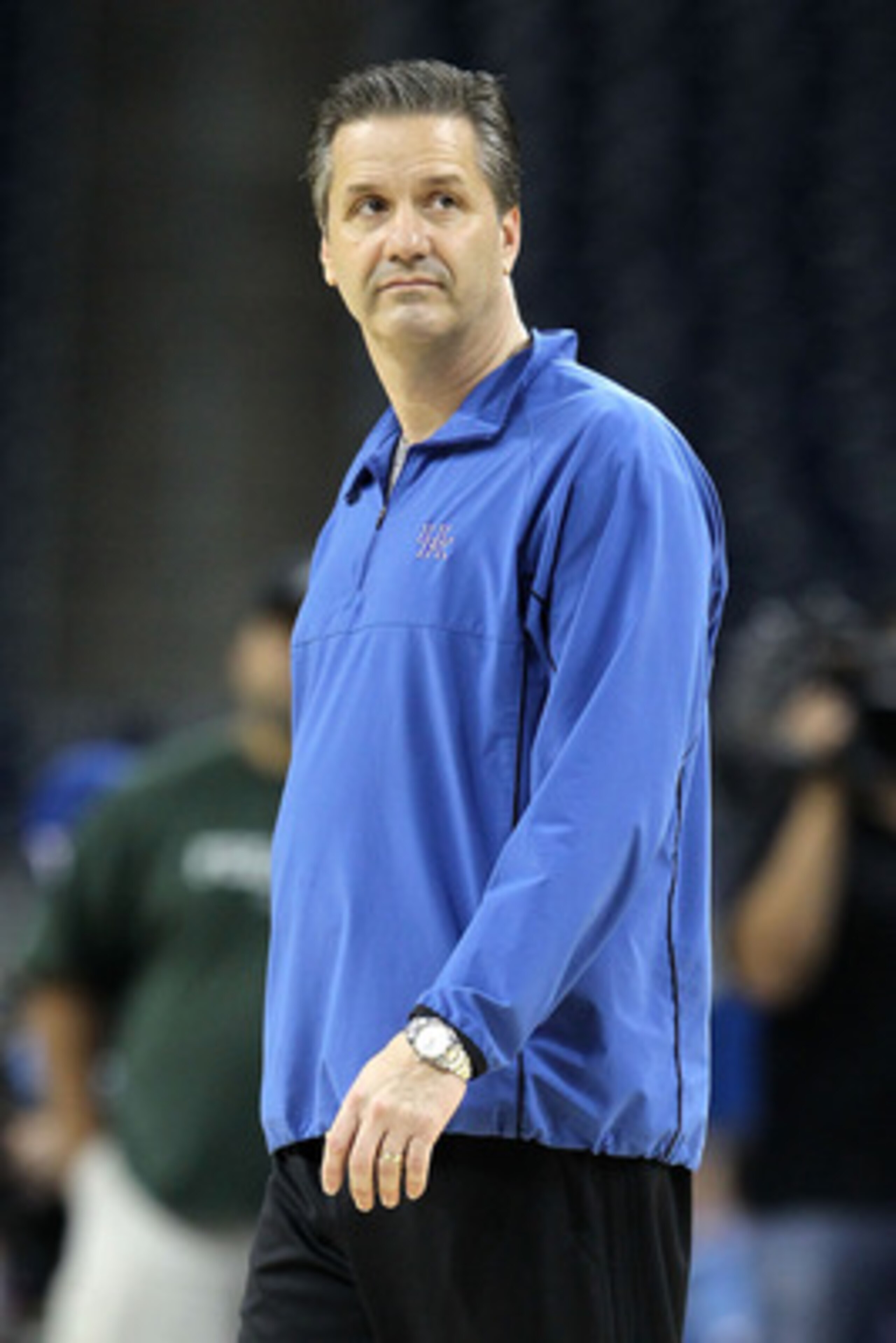 HOUSTON, TX - APRIL 01:  Head coach John Calipari of the Kentucky Wildcats looks on during practice prior to the 2011 Final Four of the NCAA Division I Men's Basketball Tournament at Reliant Stadium on April 1, 2011 in Houston, Texas.  (Photo by Andy Lyon