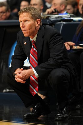 DENVER, CO - MARCH 19:  Head coach Mark Few of the Gonzaga Bulldogs looks on from the bench against the Brigham Young Cougars during the third round of the 2011 NCAA men's basketball tournament at Pepsi Center on March 19, 2011 in Denver, Colorado.  (Phot