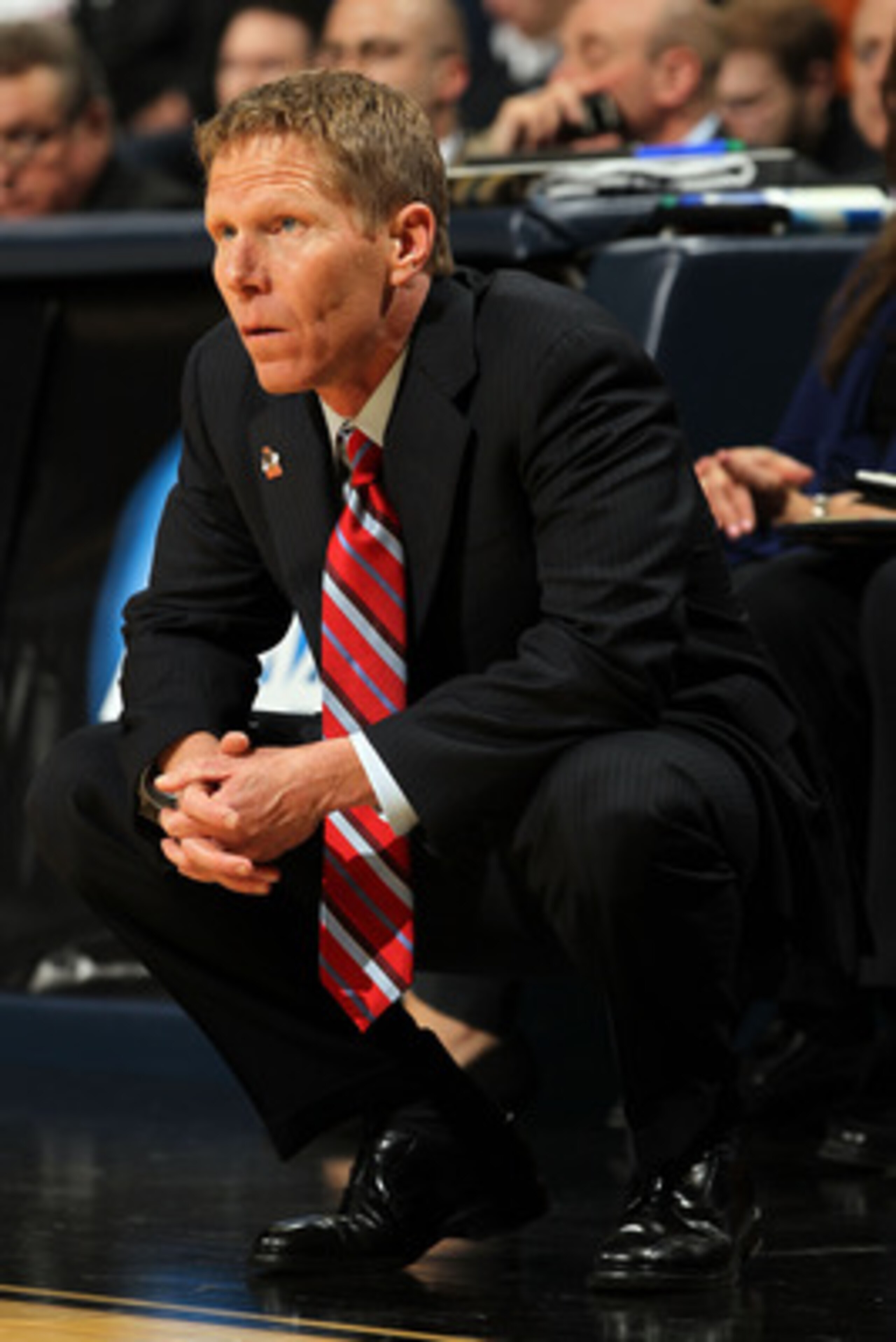 DENVER, CO - MARCH 19:  Head coach Mark Few of the Gonzaga Bulldogs looks on from the bench against the Brigham Young Cougars during the third round of the 2011 NCAA men's basketball tournament at Pepsi Center on March 19, 2011 in Denver, Colorado.  (Phot
