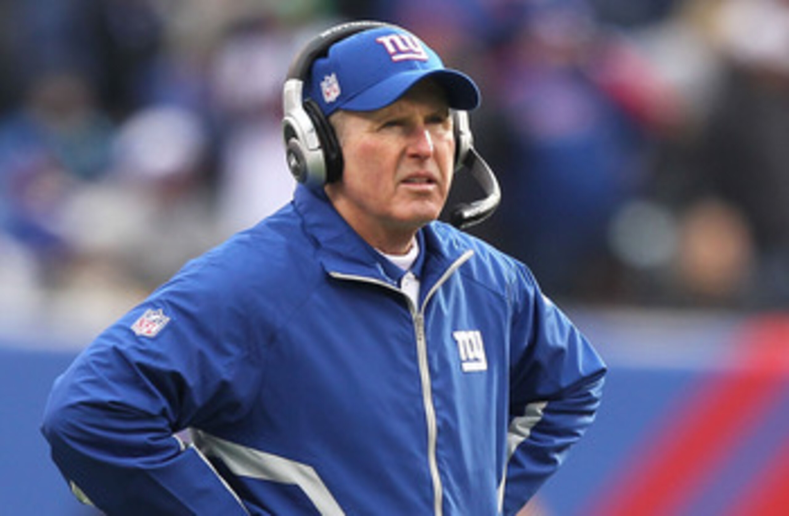 EAST RUTHERFORD, NJ - DECEMBER 19:  Tom Coughlin, Head Coach of the New York Giants looks on against the Philadelphia Eagles during their game on December 19, 2010 at The New Meadowlands Stadium in East Rutherford, New Jersey.  (Photo by Al Bello/Getty Im