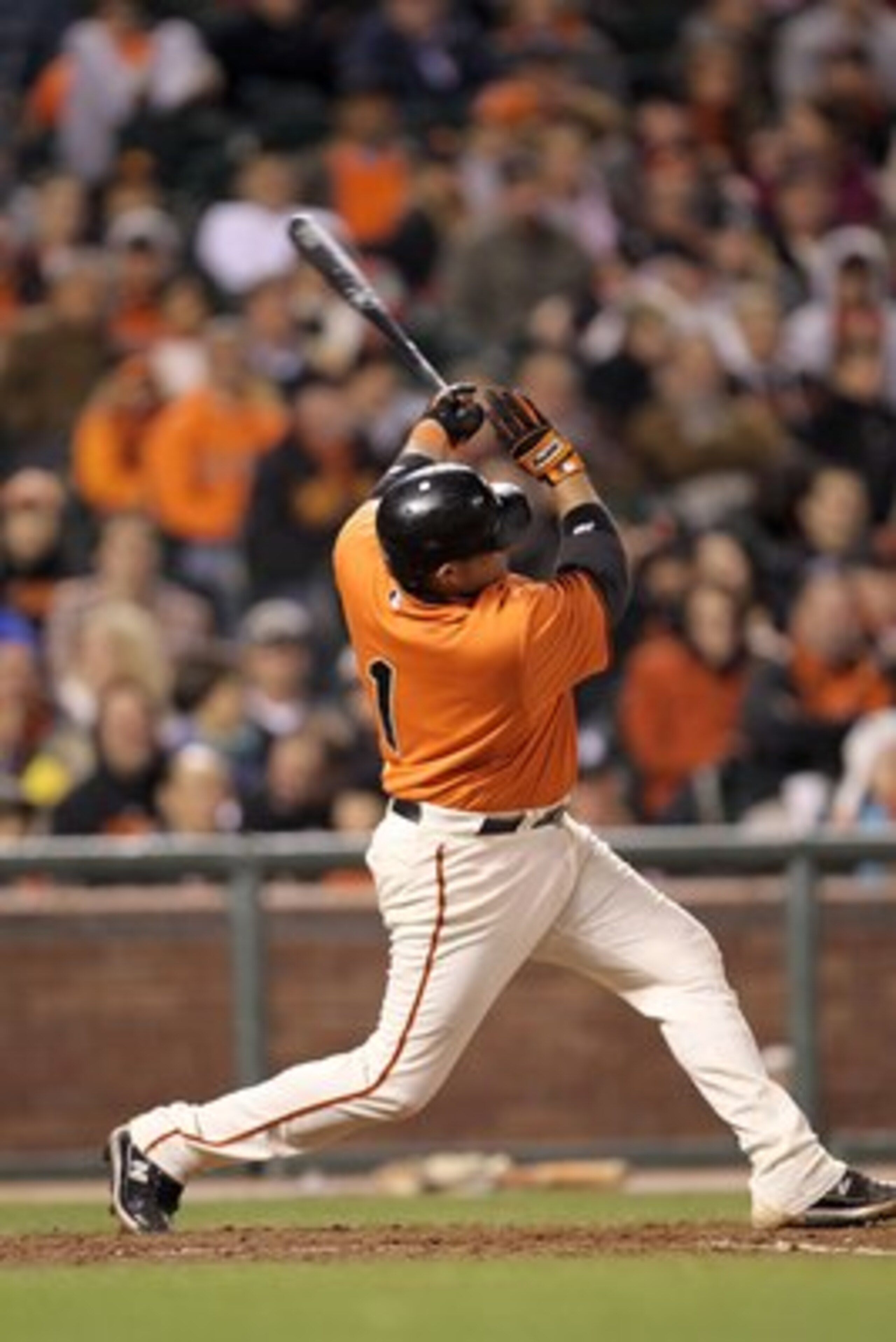 SAN FRANCISCO - MAY 14:  Bengie Molina #1 of the San Francisco Giants bats against the Houston Astros at AT&T Park on May 14, 2010 in San Francisco, California.  (Photo by Ezra Shaw/Getty Images)
