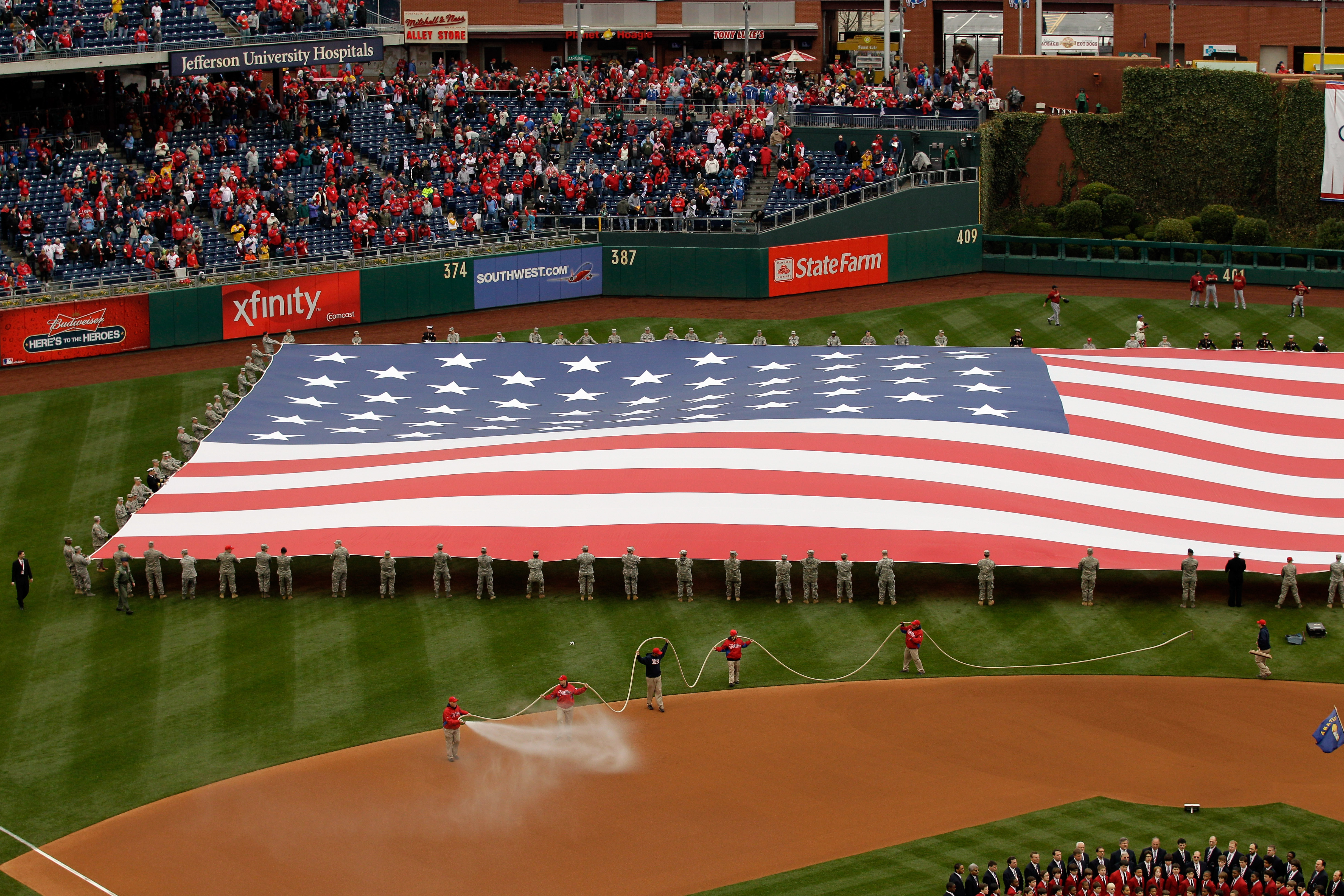 PHILADELPHIA, PA - APRIL 01: Ceremonies during opening day at Citizens Bank Park between the Philadelphia Phillies and the Houston Astroson April 1, 2011 in Philadelphia, Pennsylvania.  (Photo by Rob Carr/Getty Images)