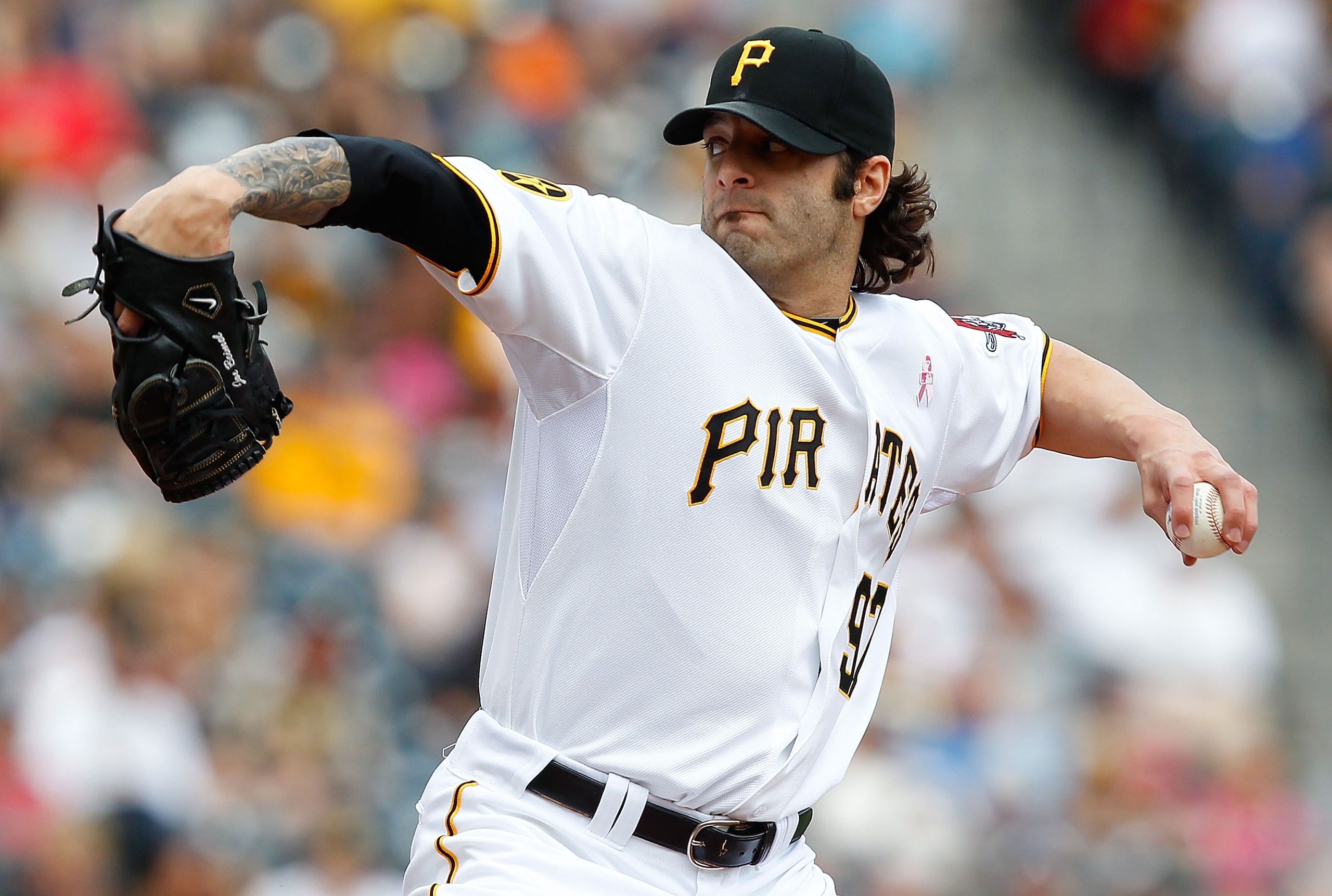 PITTSBURGH - MAY 08:  Joe Beimel #97 of the Pittsburgh Pirates pitches against the Houston Astros during the game on May 8, 2011 at PNC Park in Pittsburgh, Pennsylvania.  (Photo by Jared Wickerham/Getty Images)