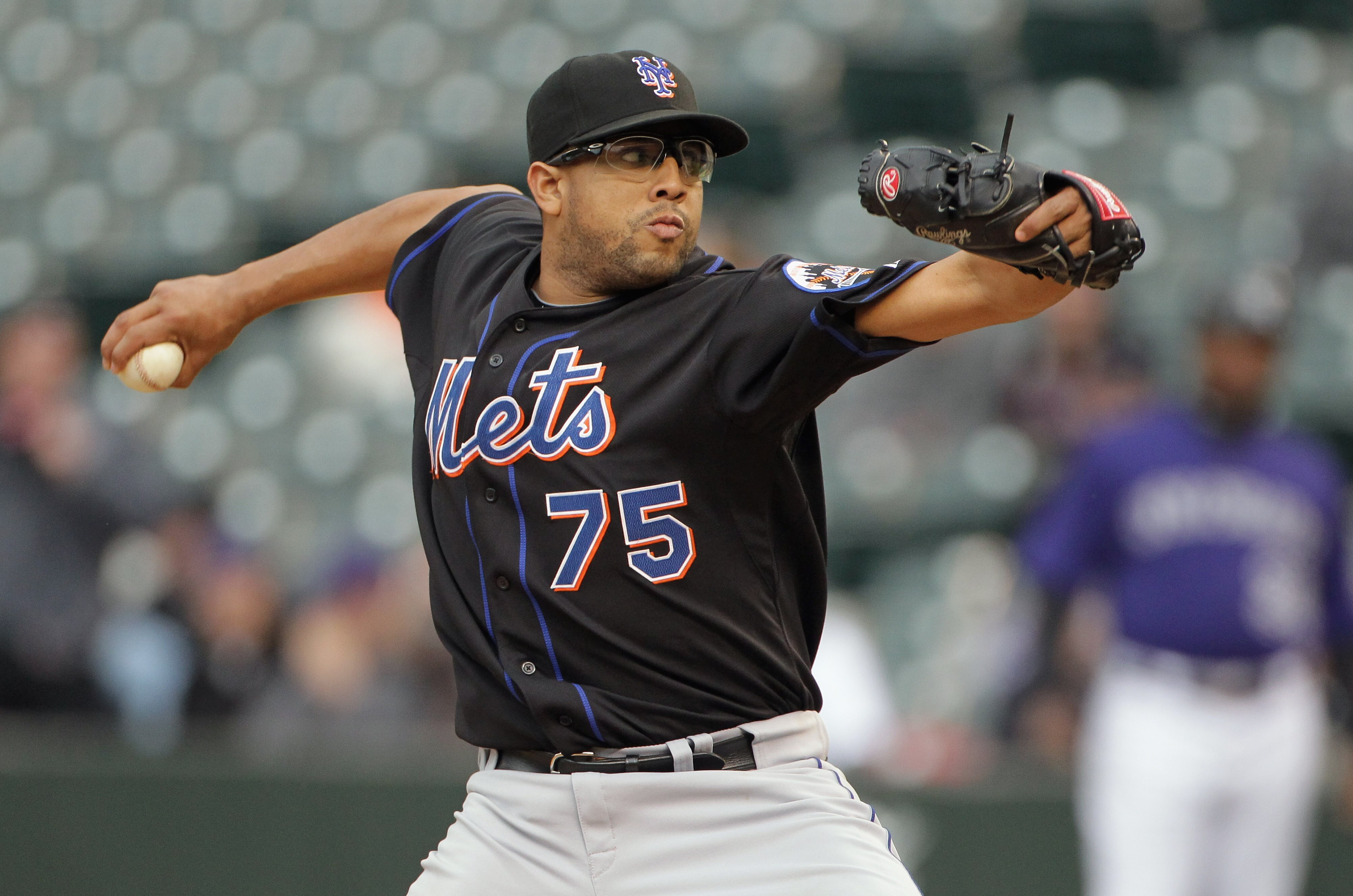 DENVER, CO - MAY 12:  Pitcher Francisco Rodriguez #75 of the New York Mets delivers against the Colorado Rockies at Coors Field on May 12, 2011 in Denver, Colorado.  (Photo by Doug Pensinger/Getty Images)