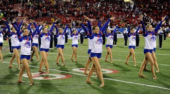 LAS VEGAS, NV - DECEMBER 22:  Boise State Broncos dancers perform before the MAACO Bowl Las Vegas against the Utah Utes at Sam Boyd Stadium December 22, 2010 in Las Vegas, Nevada. Boise State Won 26-3.  (Photo by Ethan Miller/Getty Images)