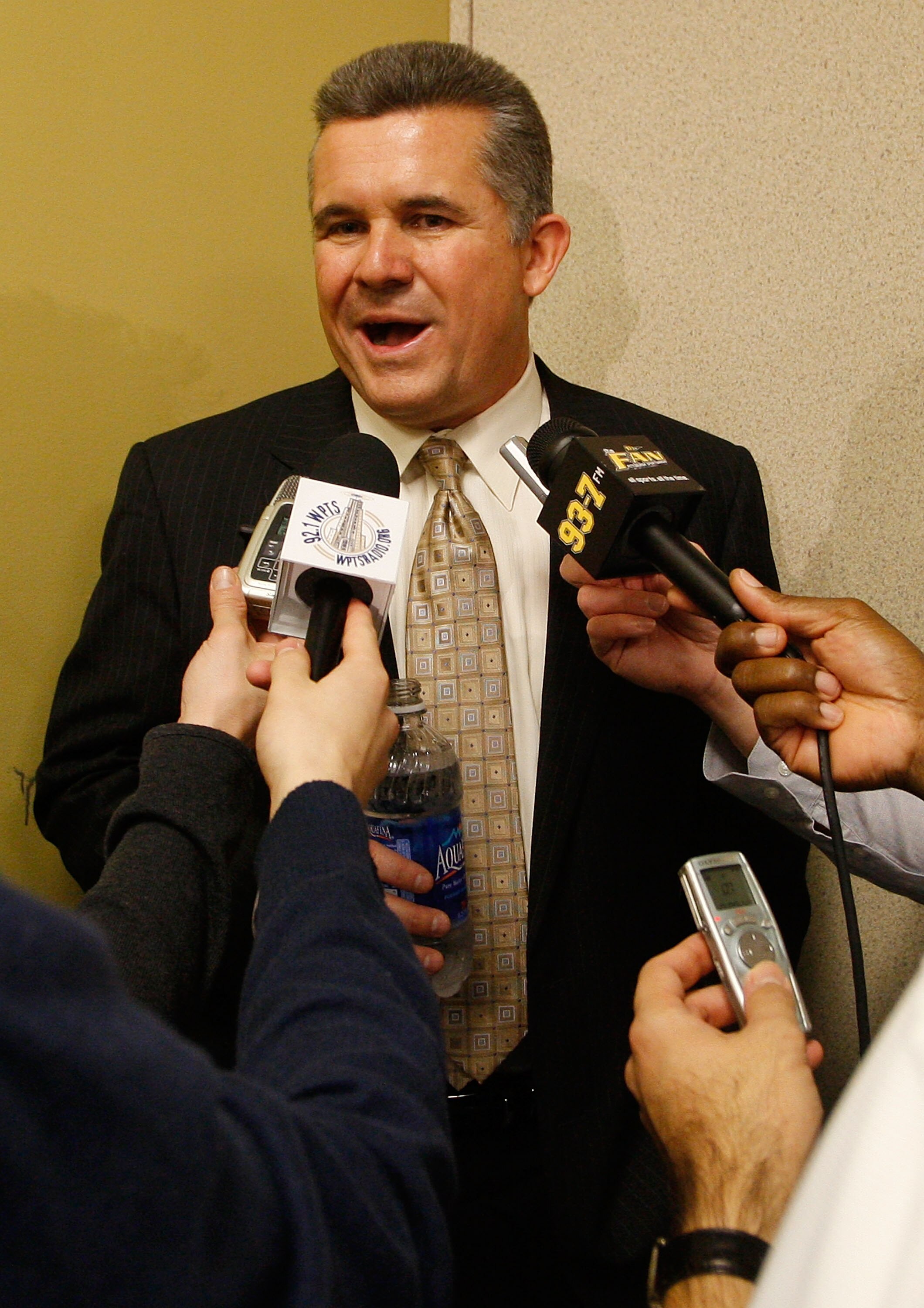 PITTSBURGH, PA  - JANUARY 11:  The new University of Pittsburgh head football coach Todd Graham speaks to the media during a press conference at the University of Pittsburgh Panthers South Side training facility on January 11, 2011 in Pittsburgh, Pennsylv