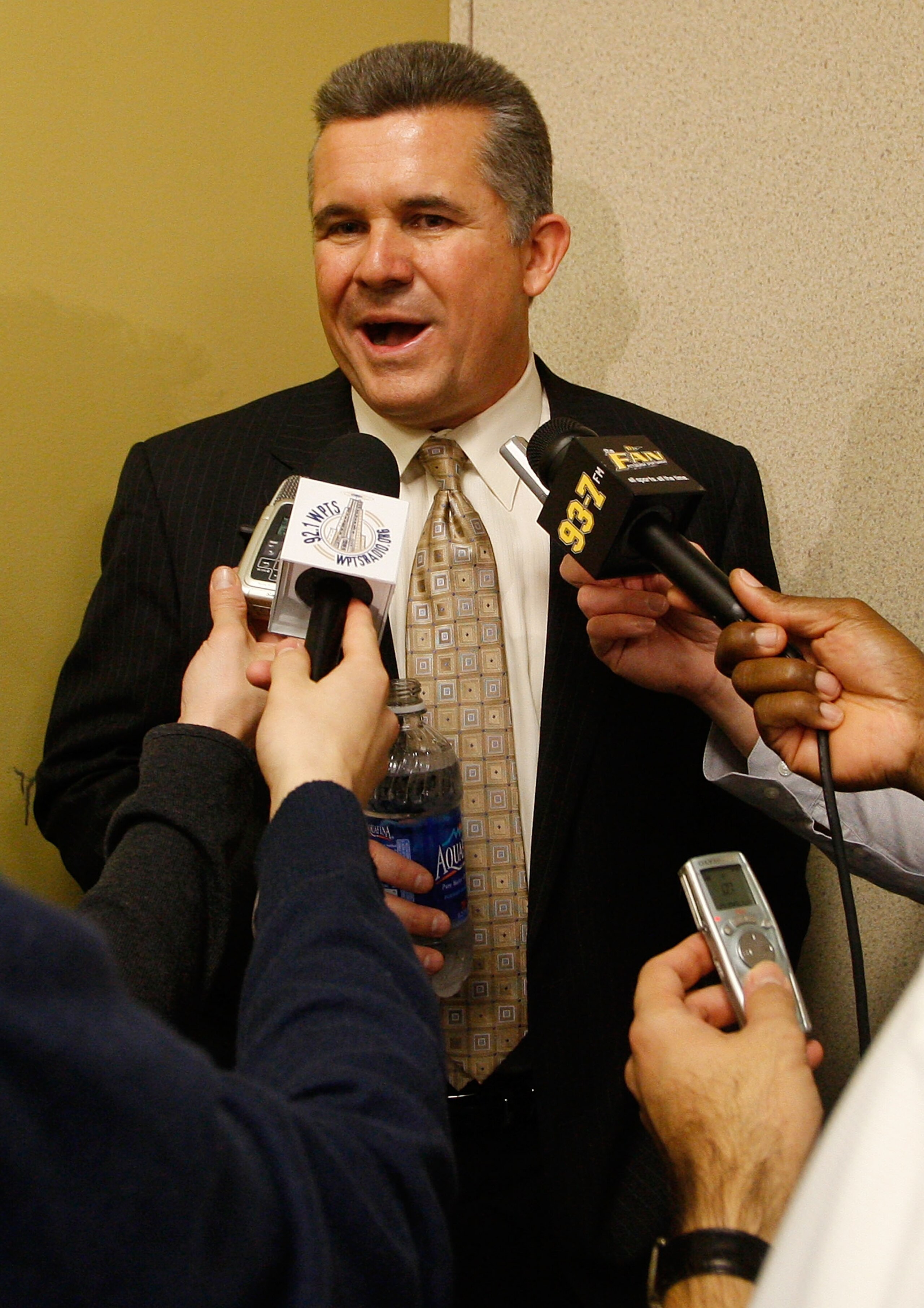 PITTSBURGH, PA  - JANUARY 11:  The new University of Pittsburgh head football coach Todd Graham speaks to the media during a press conference at the University of Pittsburgh Panthers South Side training facility on January 11, 2011 in Pittsburgh, Pennsylv