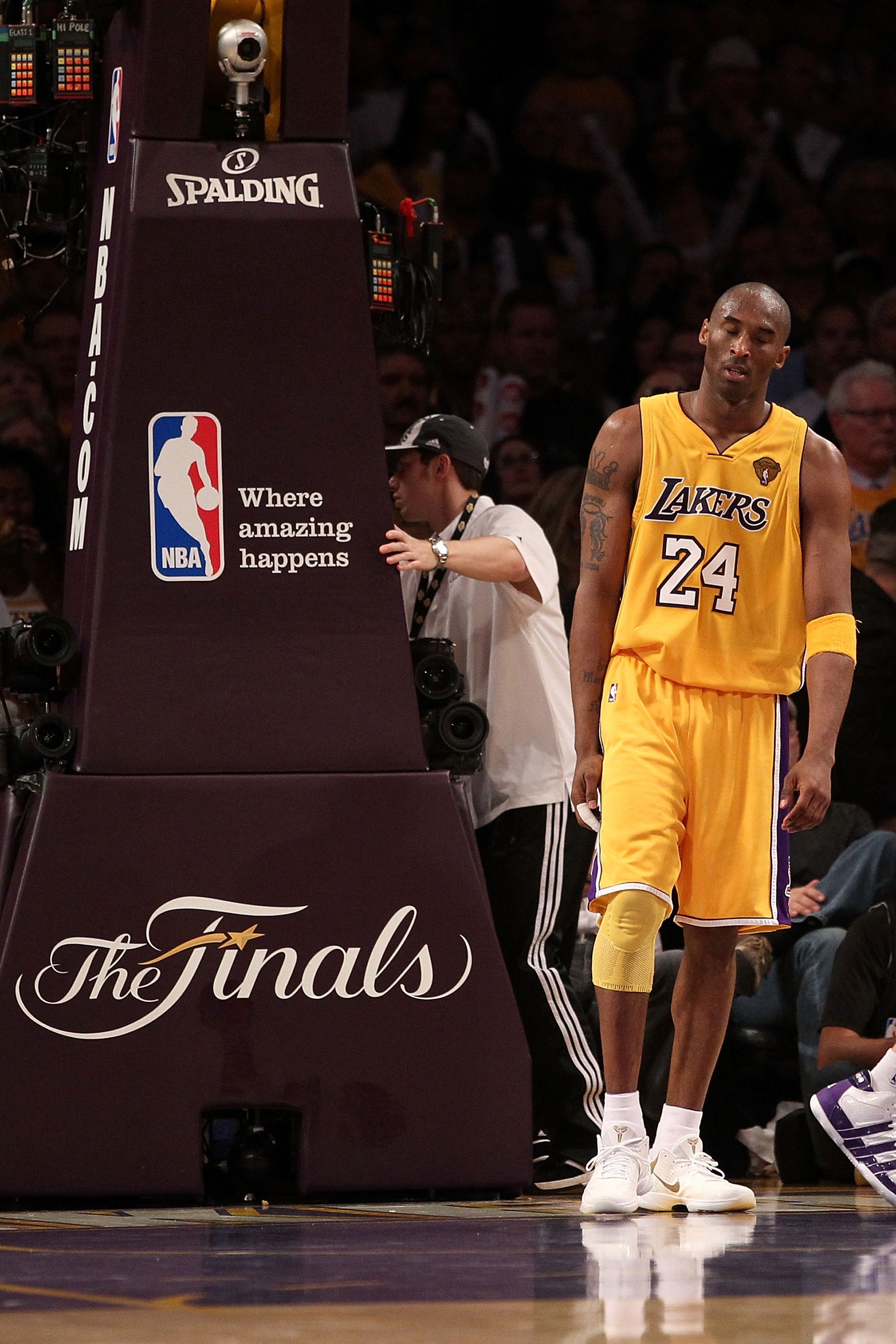 LOS ANGELES, CA - JUNE 17:  Kobe Bryant #24 of the Los Angeles Lakers looks on in Game Seven of the 2010 NBA Finals against the Boston Celtics at Staples Center on June 17, 2010 in Los Angeles, California.  NOTE TO USER: User expressly acknowledges and ag
