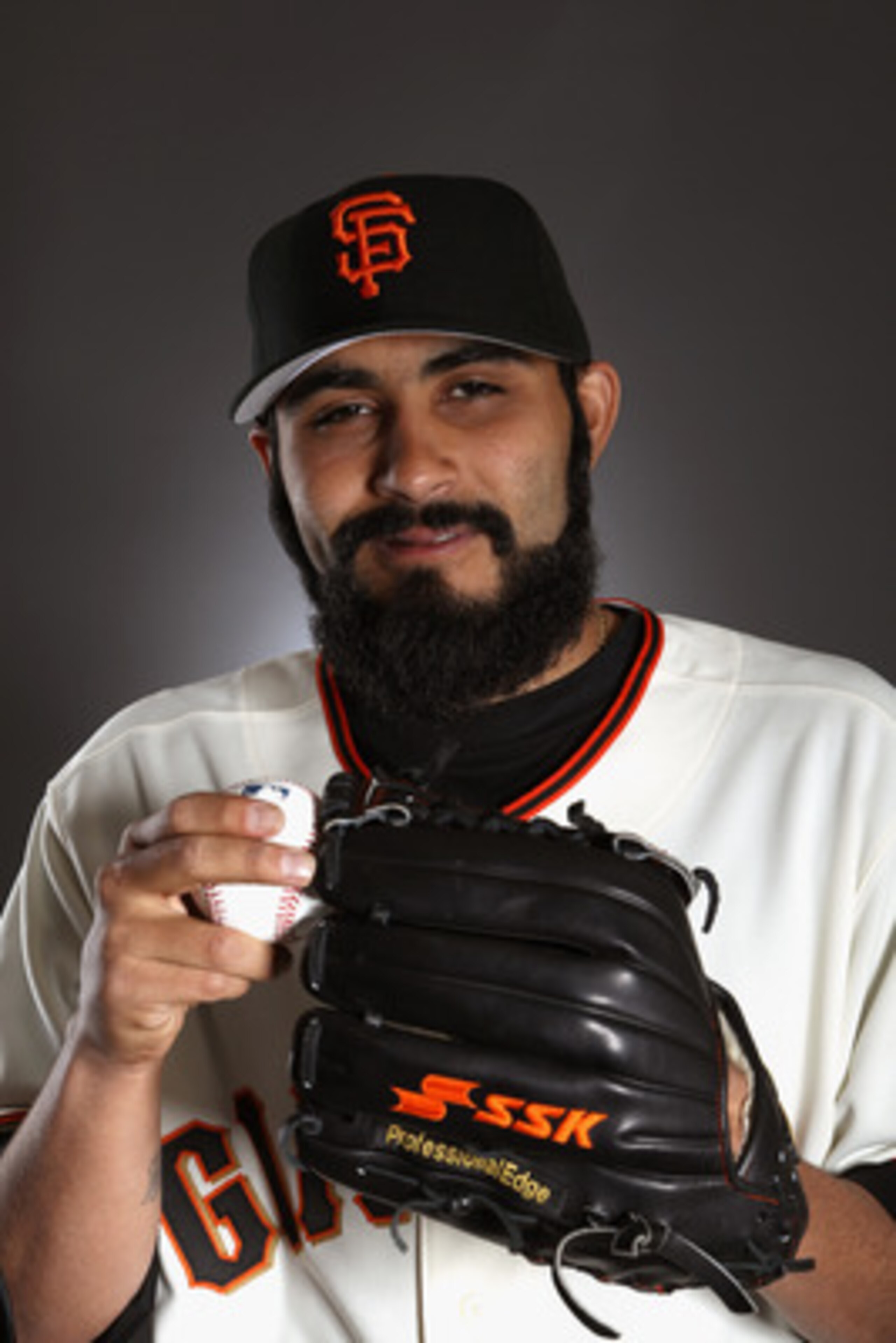 SCOTTSDALE, AZ - FEBRUARY 23:  Sergio Romo #54 of the San Francisco Giants poses for a portrait during media photo day at Scottsdale Stadium on February 23, 2011 in Scottsdale, Arizona.  (Photo by Ezra Shaw/Getty Images)