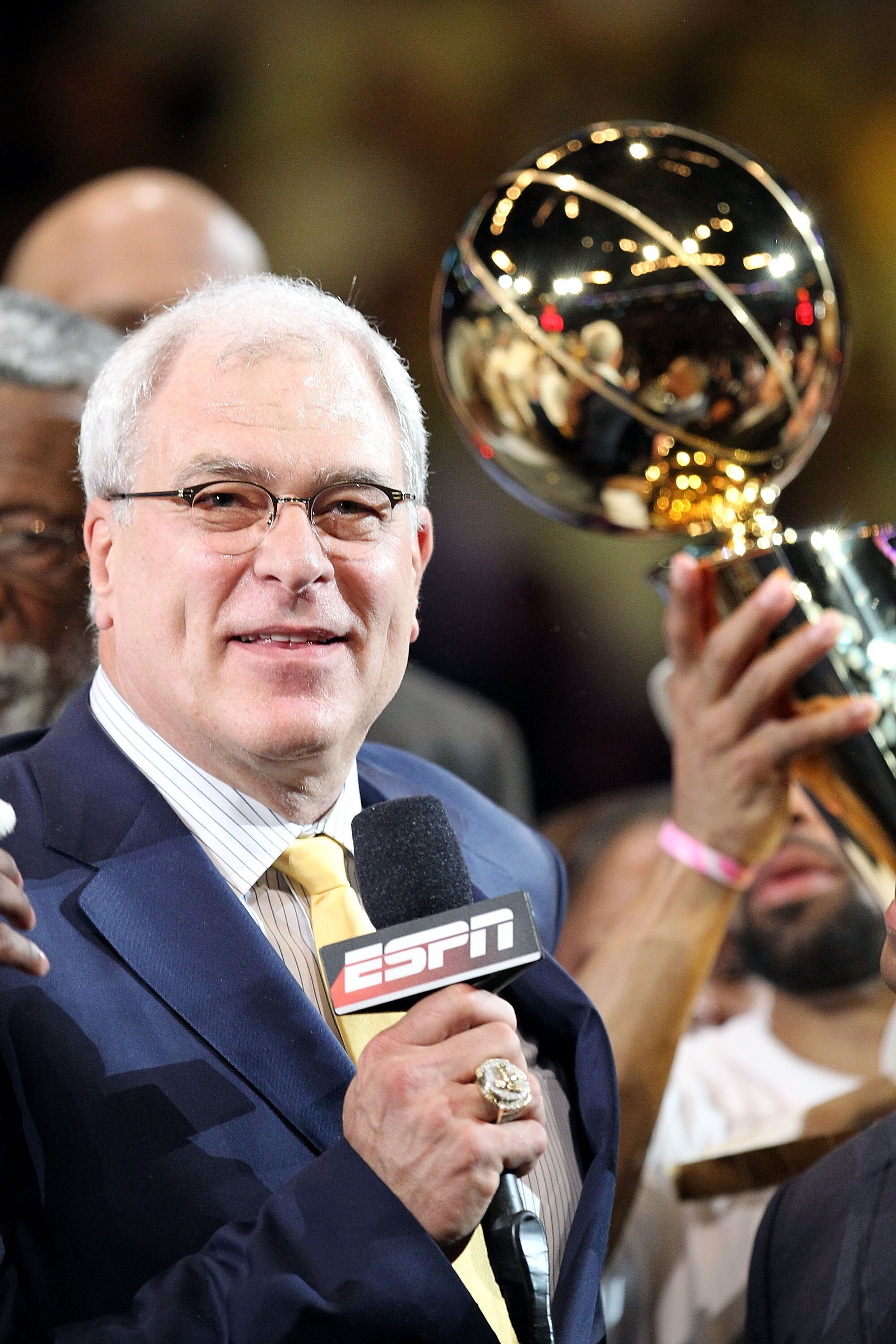 LOS ANGELES, CA - JUNE 17:  Head coach Phil Jackson of the Los Angeles Lakers celebrates after the Lakers defeated the Boston Celtics in Game Seven of the 2010 NBA Finals at Staples Center on June 17, 2010 in Los Angeles, California.  NOTE TO USER: User e