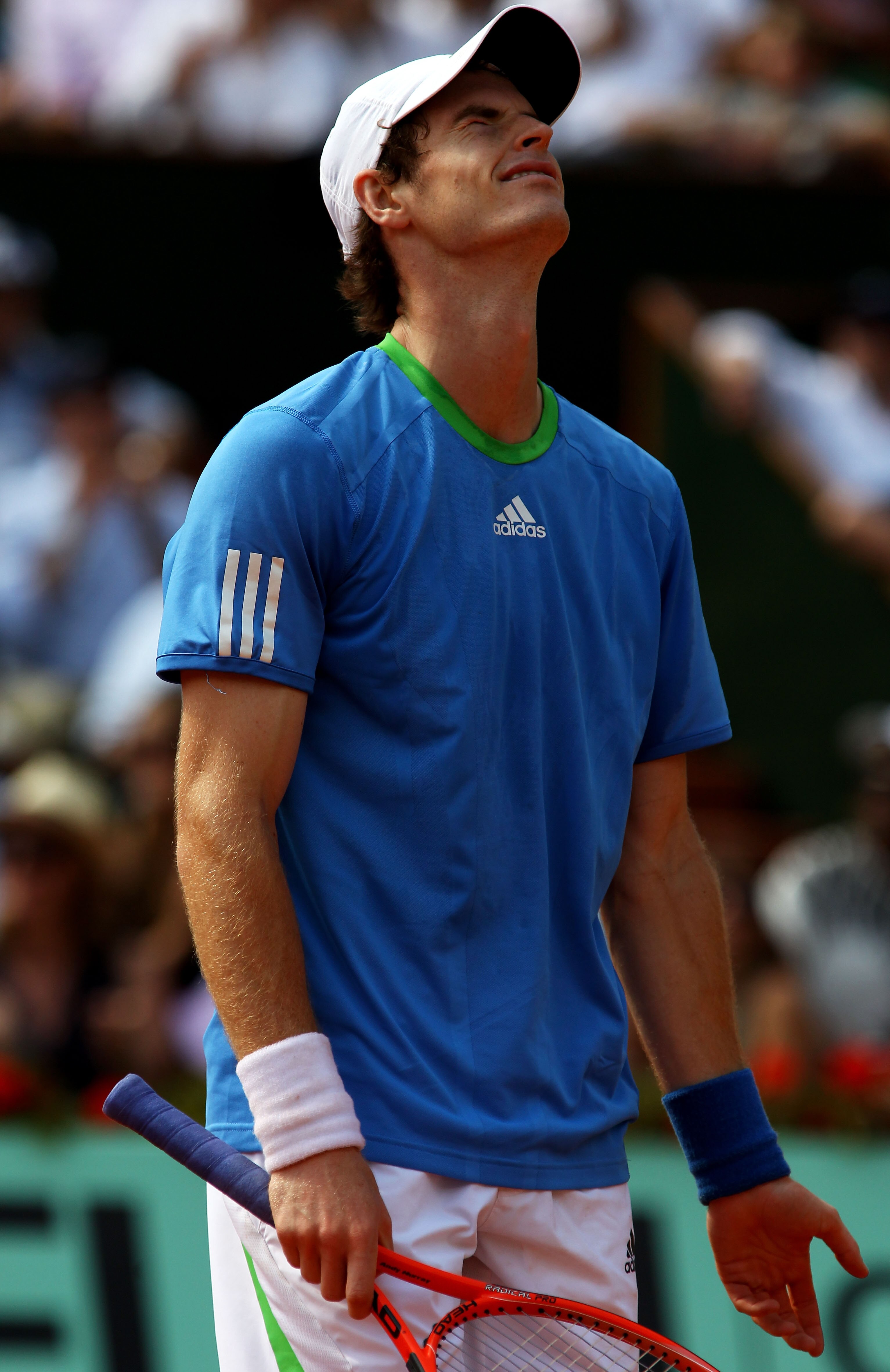 PARIS, FRANCE - JUNE 03:  Andy Murray of Great Britain reacts during the men's singles semi final match between Rafael Nadal of Spain and Andy Murray of Great Britain on day thirteen of the French Open at Roland Garros on June 3, 2011 in Paris, France.  (