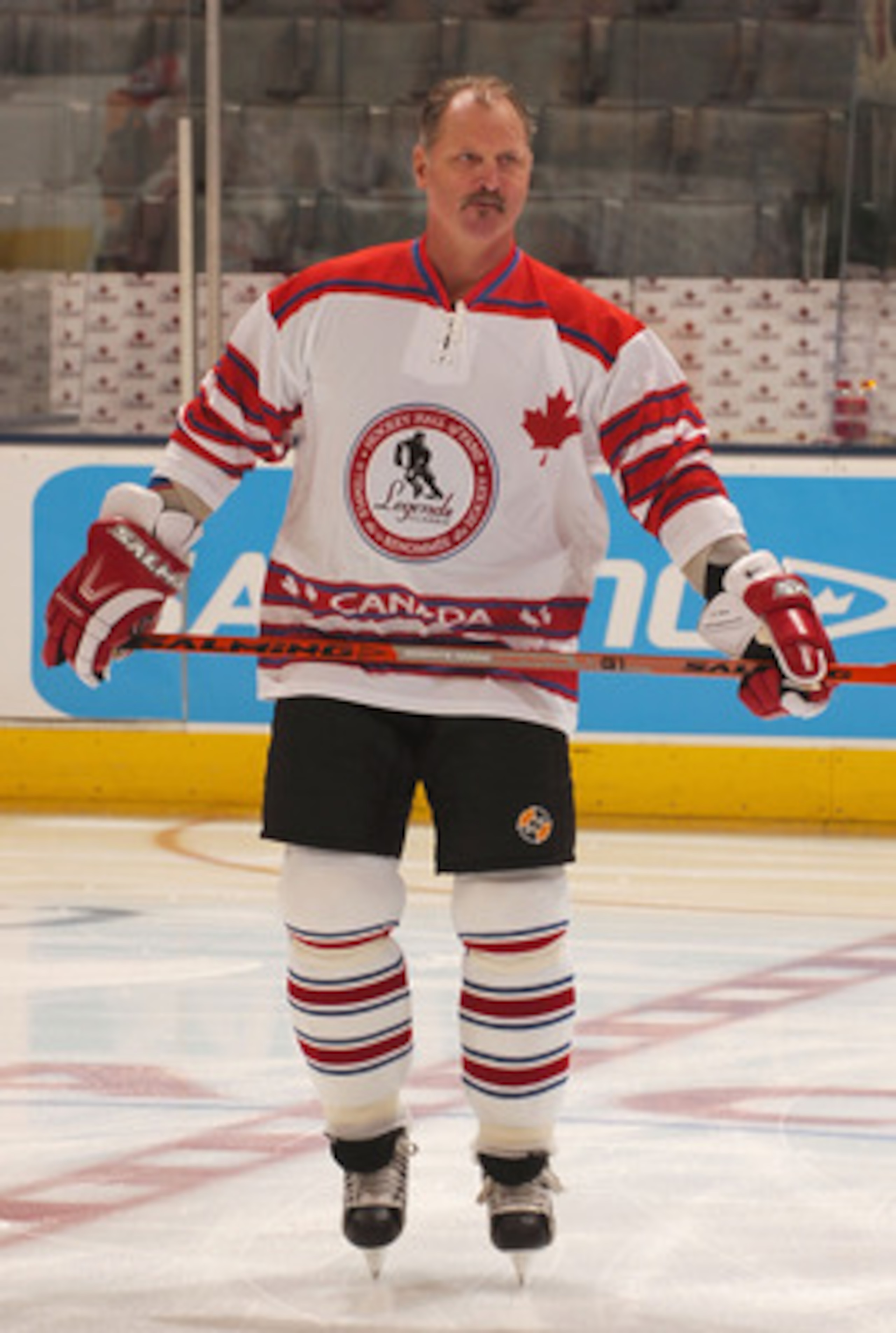 TORONTO - NOVEMBER 6: Rod Langway #5 of the Canada Legends Team warms up agaisnt the Russia Legends Team during the Hockey Hall of Fame Legends of Hockey Game on November 6, 2005 at the Air Canada Centre in Toronto, Ontario, Canada. (Photo by Graig Abel/ TORONTO - NOVEMBER 6: Rod Langway #5 of the Canada Legends Team warms up agaisnt the Russia Legends Team during the Hockey Hall of Fame Legends of Hockey Game on November 6, 2005 at the Air Canada Centre in Toronto, Ontario, Canada. (Photo by Graig Abel/