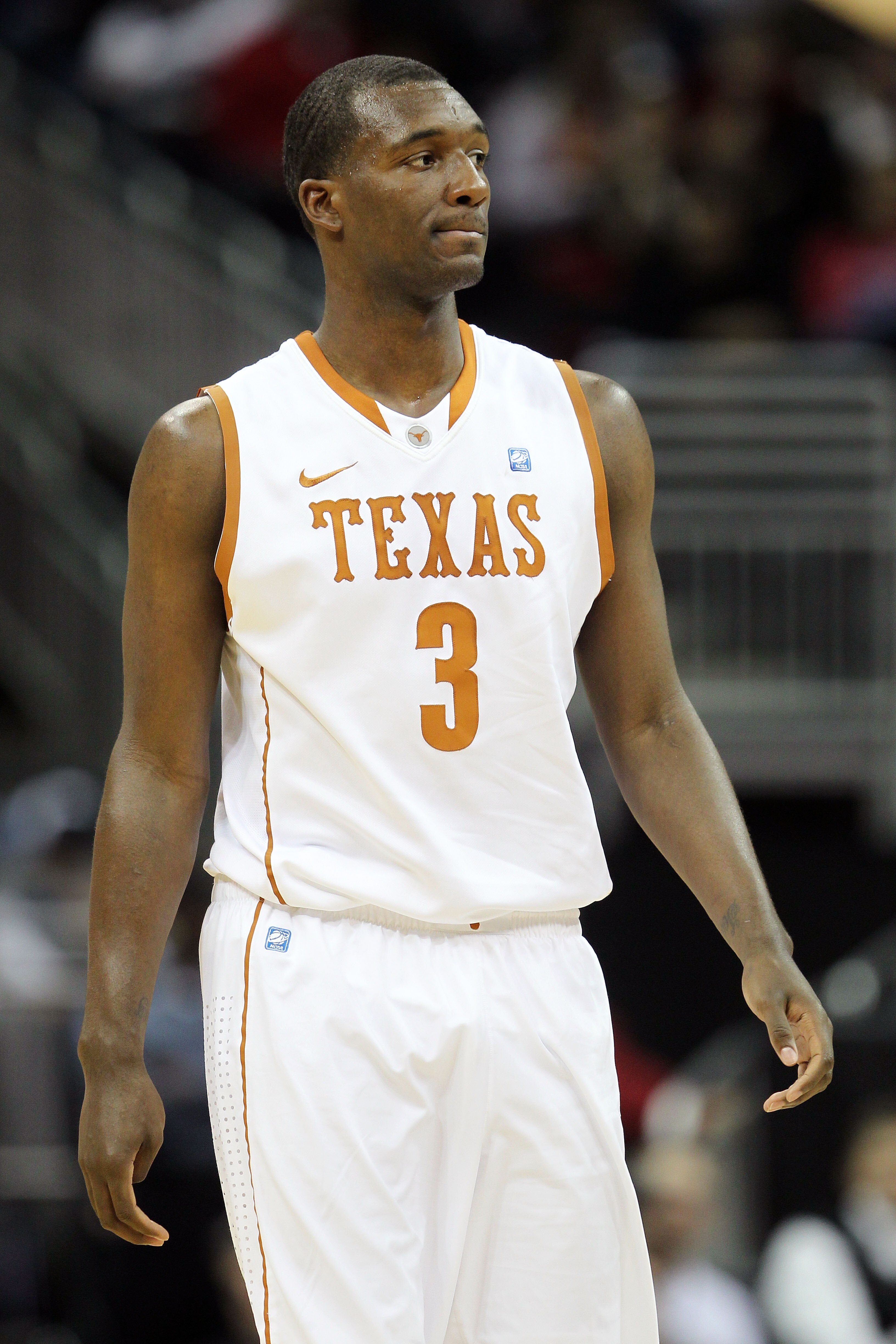 KANSAS CITY, MO - MARCH 10:  Jordan Hamilton #3 of the Texas Longhorns stands on the court during their quarterfinal game against the Oklahoma Sooners in the 2011 Phillips 66 Big 12 Men's Basketball Tournament at Sprint Center on March 10, 2011 in Kansas 