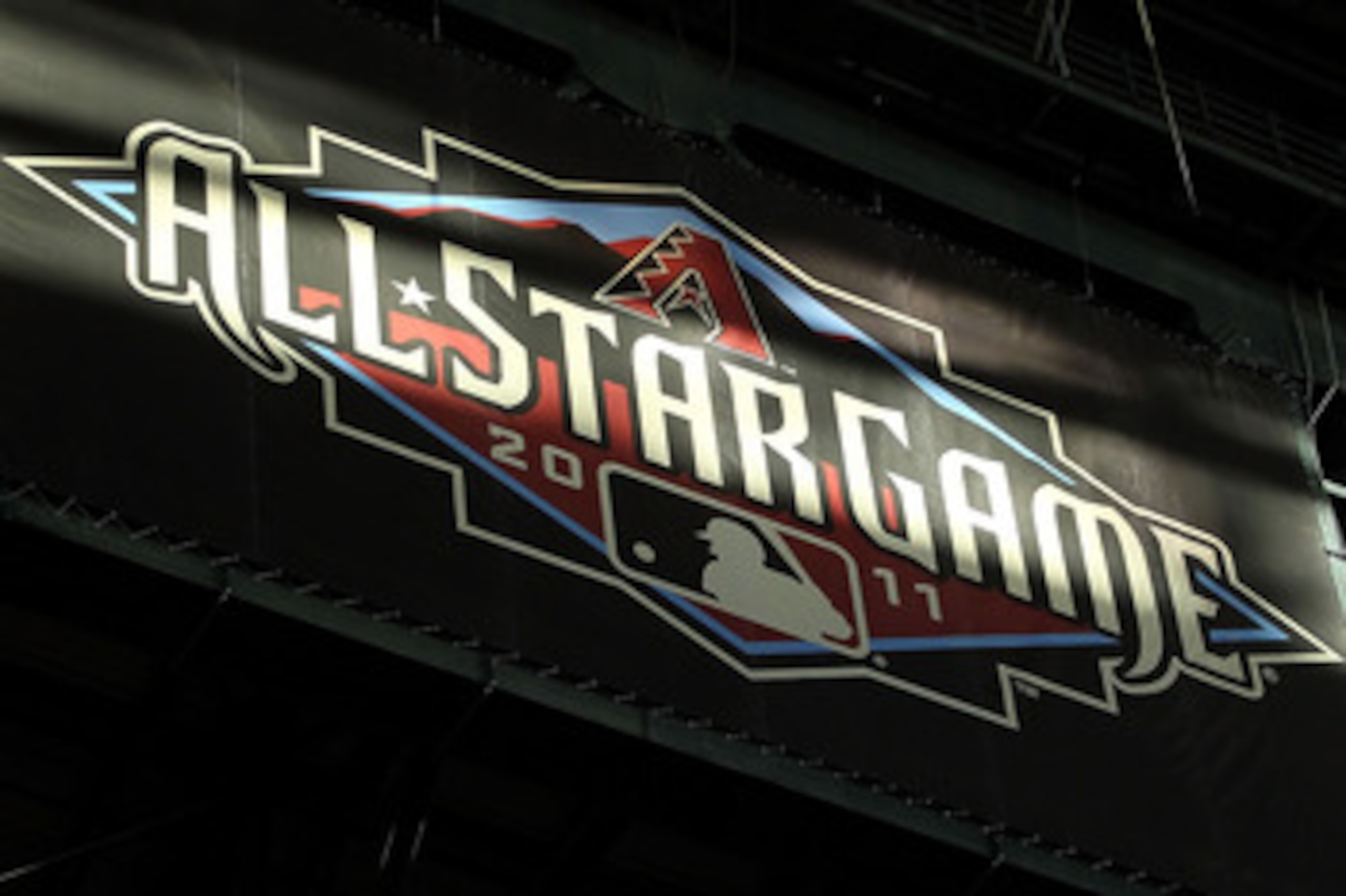 PHOENIX, AZ - JUNE 04:  Sunlight hits a logo for the 2011 MLB All Star Game during the Major League Baseball game between the Washington Nationals and the Arizona Diamondbacks at Chase Field on June 4, 2011 in Phoenix, Arizona.  The Diamondbacks defeated