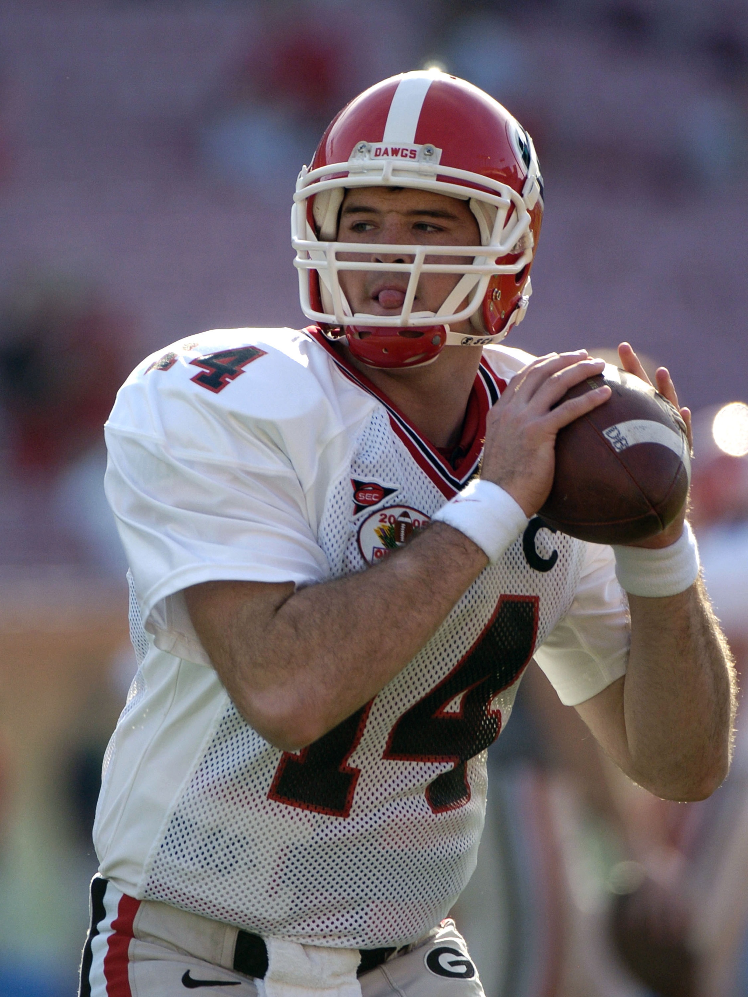 Georgia quarterback David Greene warms up at the 2005 Outback Bowl January 1, 2005 at Raymond James Stadium, Tampa, Florida. Georgia defeated Wisconsin 24 - 21. (Photo by A. Messerschmidt/Getty Images) *** Local Caption *** Georgia quarterback David Greene warms up at the 2005 Outback Bowl January 1, 2005 at Raymond James Stadium, Tampa, Florida. Georgia defeated Wisconsin 24 - 21. (Photo by A. Messerschmidt/Getty Images) *** Local Caption ***