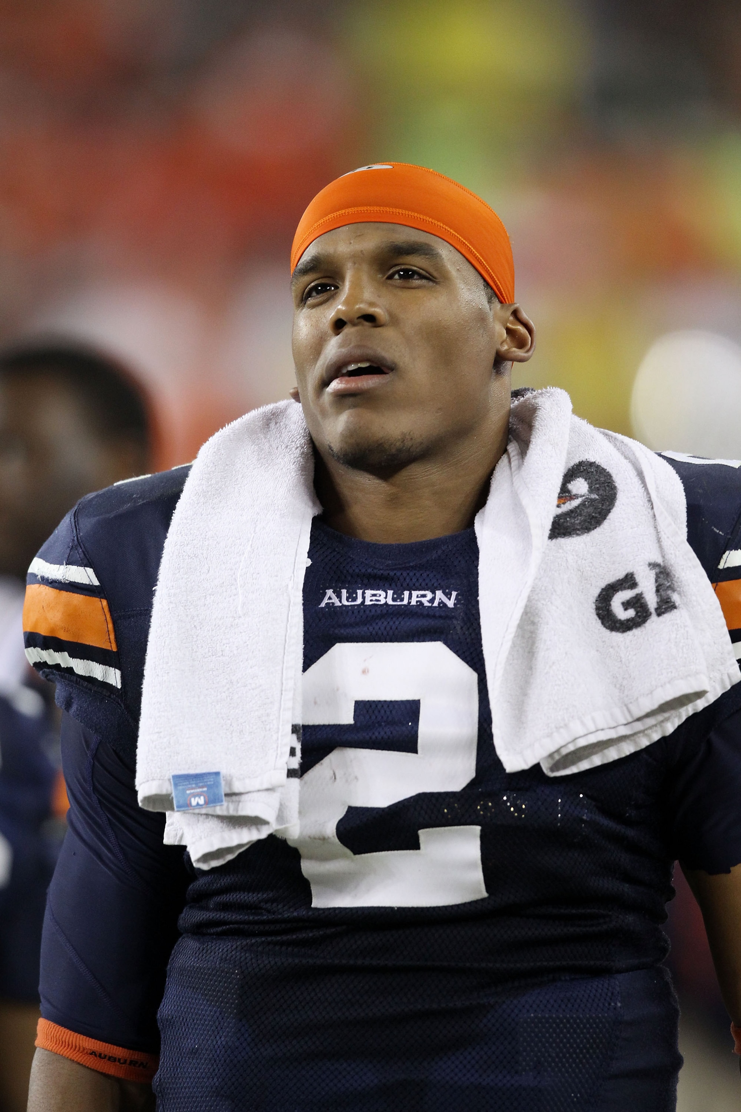 GLENDALE, AZ - JANUARY 10: Cameron Newton #2 of the Auburn Tigers reacts during their game against the Oregon Ducks during the Tostitos BCS National Championship Game at University of Phoenix Stadium on January 10, 2011 in Glendale, Arizona. (Photo by C GLENDALE, AZ - JANUARY 10: Cameron Newton #2 of the Auburn Tigers reacts during their game against the Oregon Ducks during the Tostitos BCS National Championship Game at University of Phoenix Stadium on January 10, 2011 in Glendale, Arizona. (Photo by C