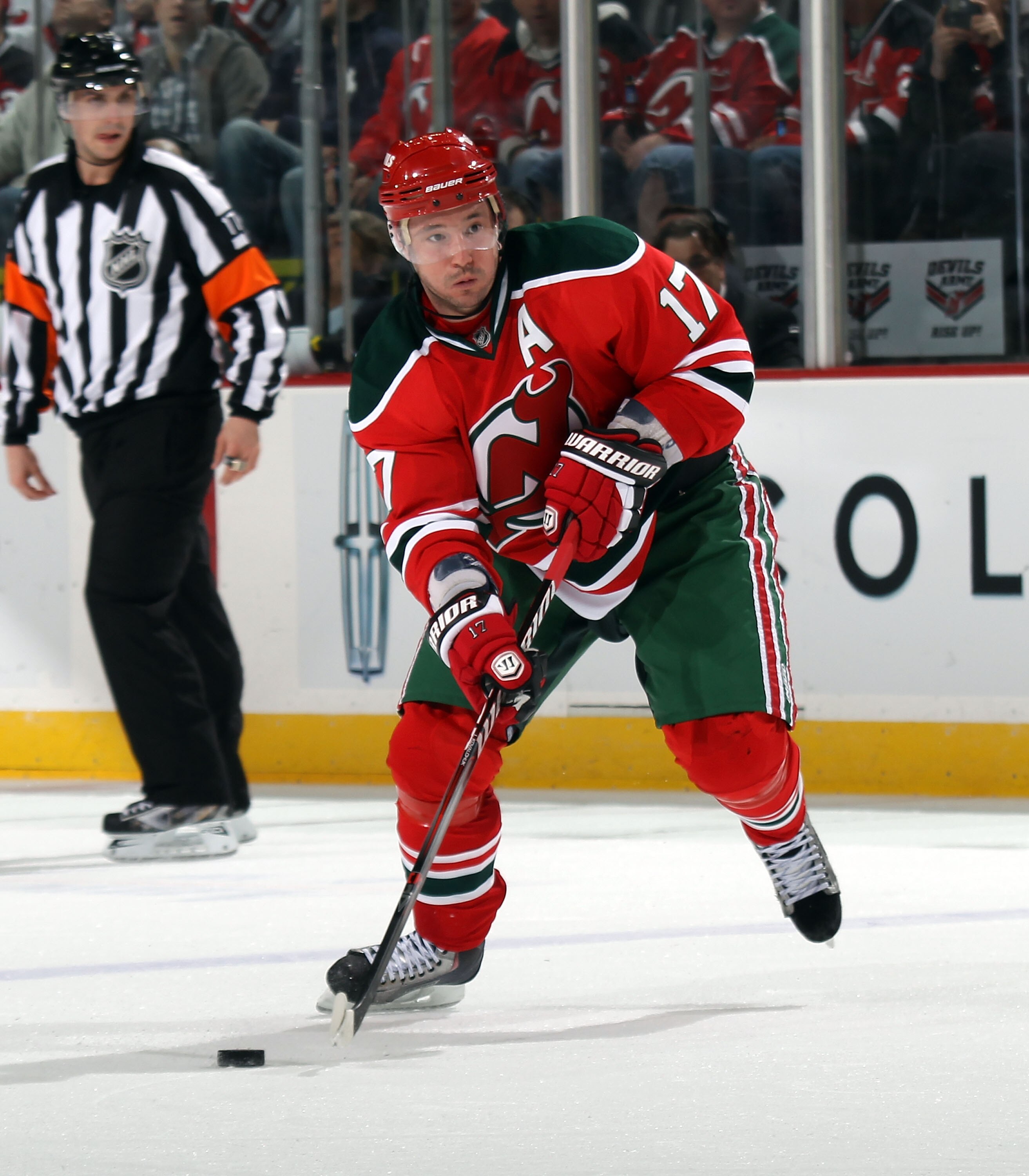 NEWARK, NJ - MARCH 18:  Ilya Kovalchuk #17 of the New Jersey Devils skates against the Washington Capitals at the Prudential Center on March 18, 2011 in Newark, New Jersey. The Capitals shut out the Devils 3-0.  (Photo by Bruce Bennett/Getty Images)