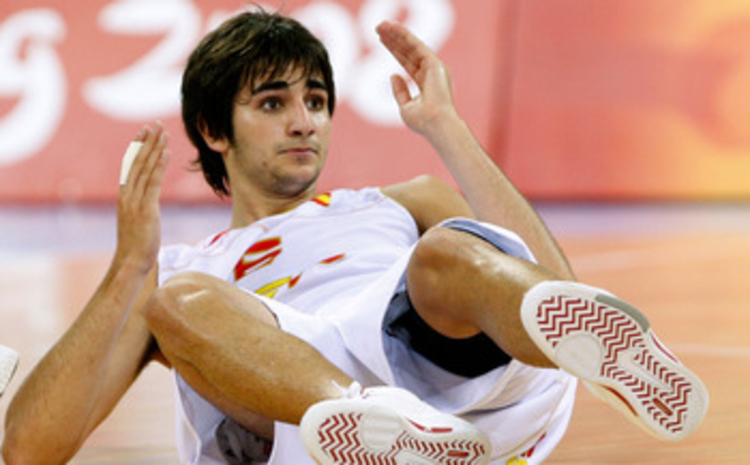 BEIJING - AUGUST 20:  Ricard Rubio #6 of Spain falls during play in the men's basketball quarterfinal game against Croatia at the Olympic Basketball Gymnasium during Day 12 of the Beijing 2008 Olympic Games on August 20, 2008 in Beijing, China.  (Photo by
