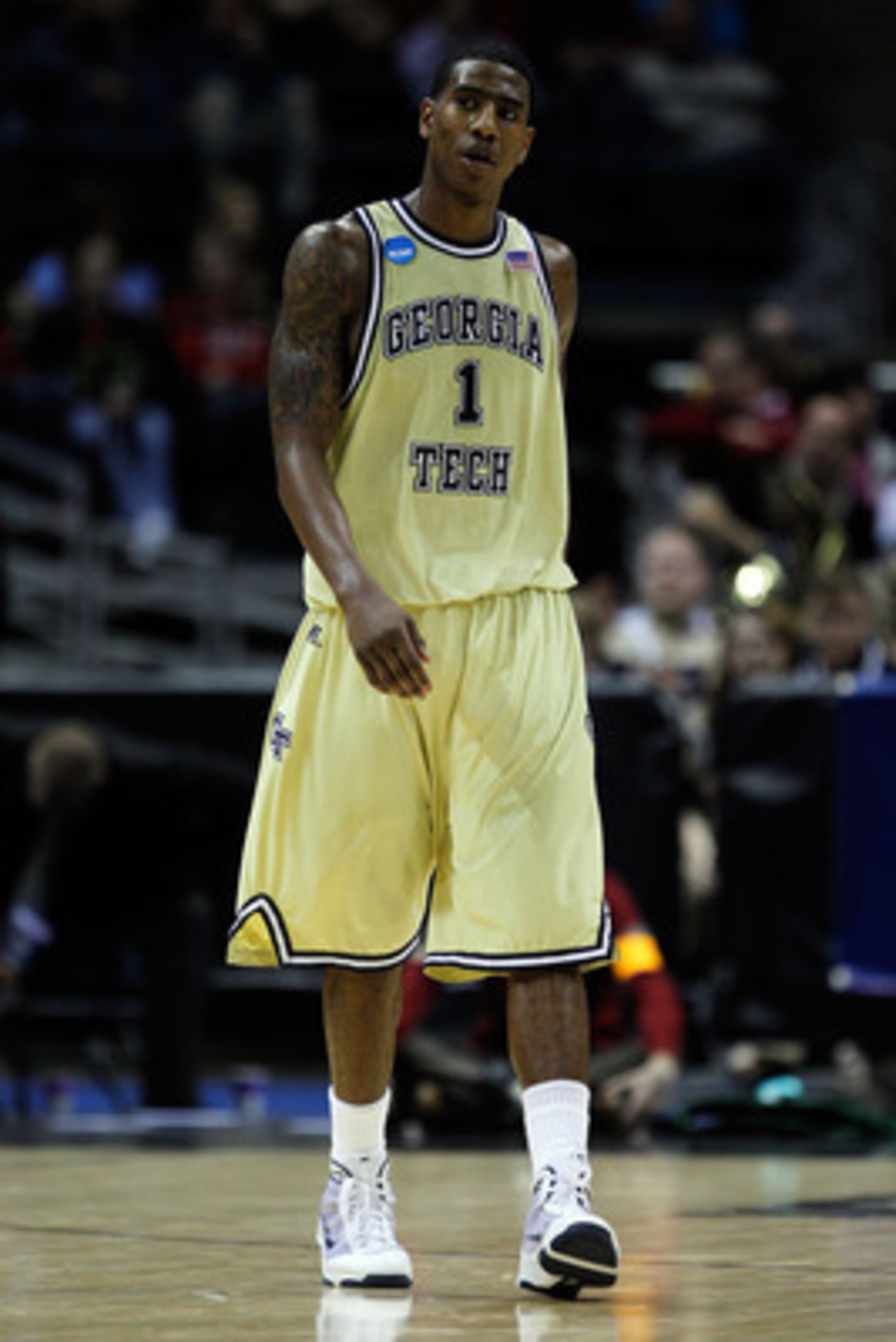 MILWAUKEE - MARCH 21:  Iman Shumpert #1 of the Georgia Tech Yellow Jackets reacts late in the second half while taking on the Ohio State Buckeyes during the second round of the 2010 NCAA men's basketball tournament at the Bradley Center on March 21, 2010 