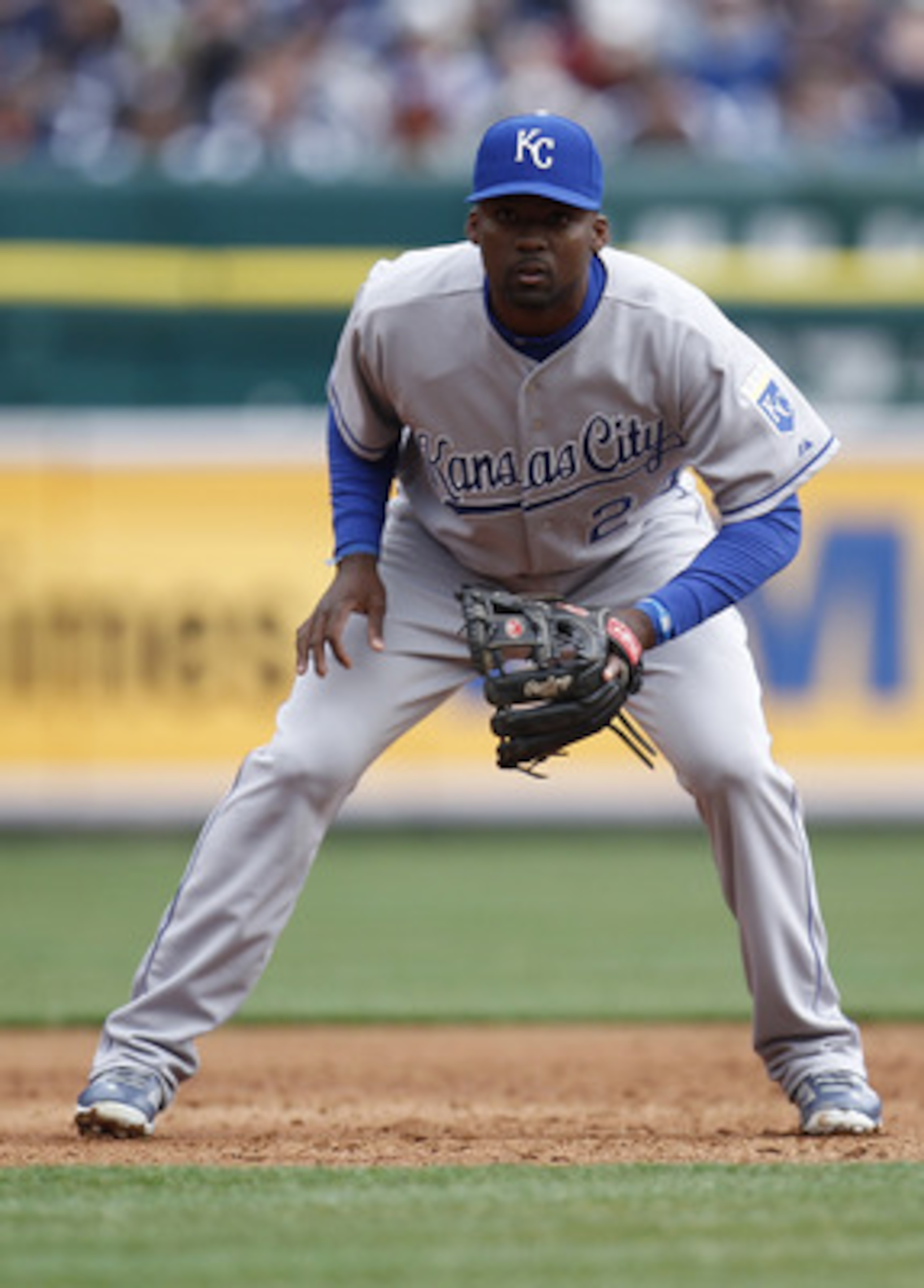 DETROIT, MI - APRIL 08:  Wilson Betemit #24 of the Kansas City Royals looks on the Detroit Tigers at Comerica Park on April 8, 2011 in Detroit, Michigan.  (Photo by Gregory Shamus/Getty Images)