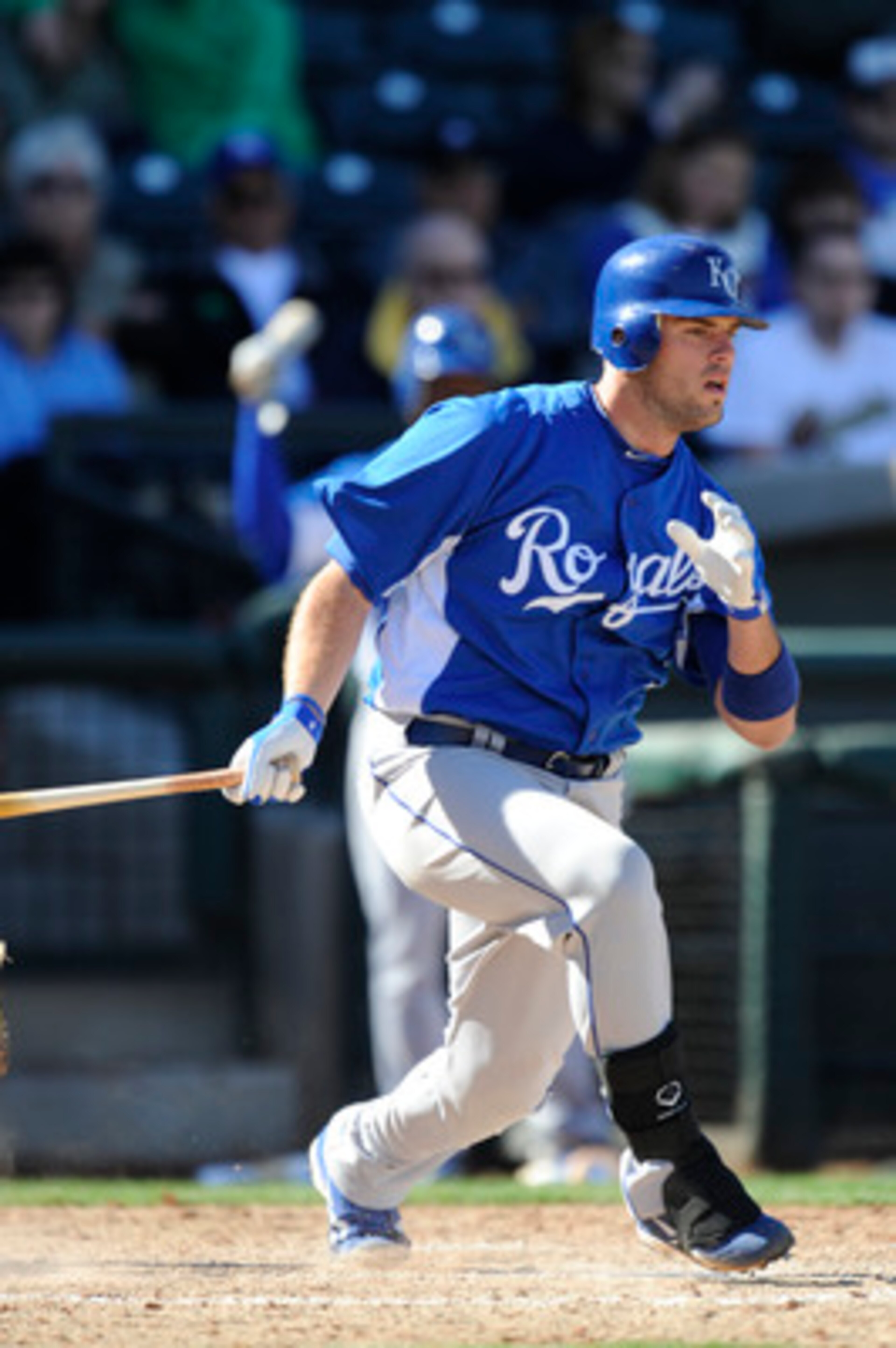 SURPISE, AZ - FEBRUARY 27: Mike Moustakas #8 of the Kansas City Royals bats during a spring training game against the Texas Rangers at Surprise Stadium on February 27, 2011 in Surprise, Arizona. (Photo by Rob Tringali/Getty Images) SURPISE, AZ - FEBRUARY 27: Mike Moustakas #8 of the Kansas City Royals bats during a spring training game against the Texas Rangers at Surprise Stadium on February 27, 2011 in Surprise, Arizona. (Photo by Rob Tringali/Getty Images)