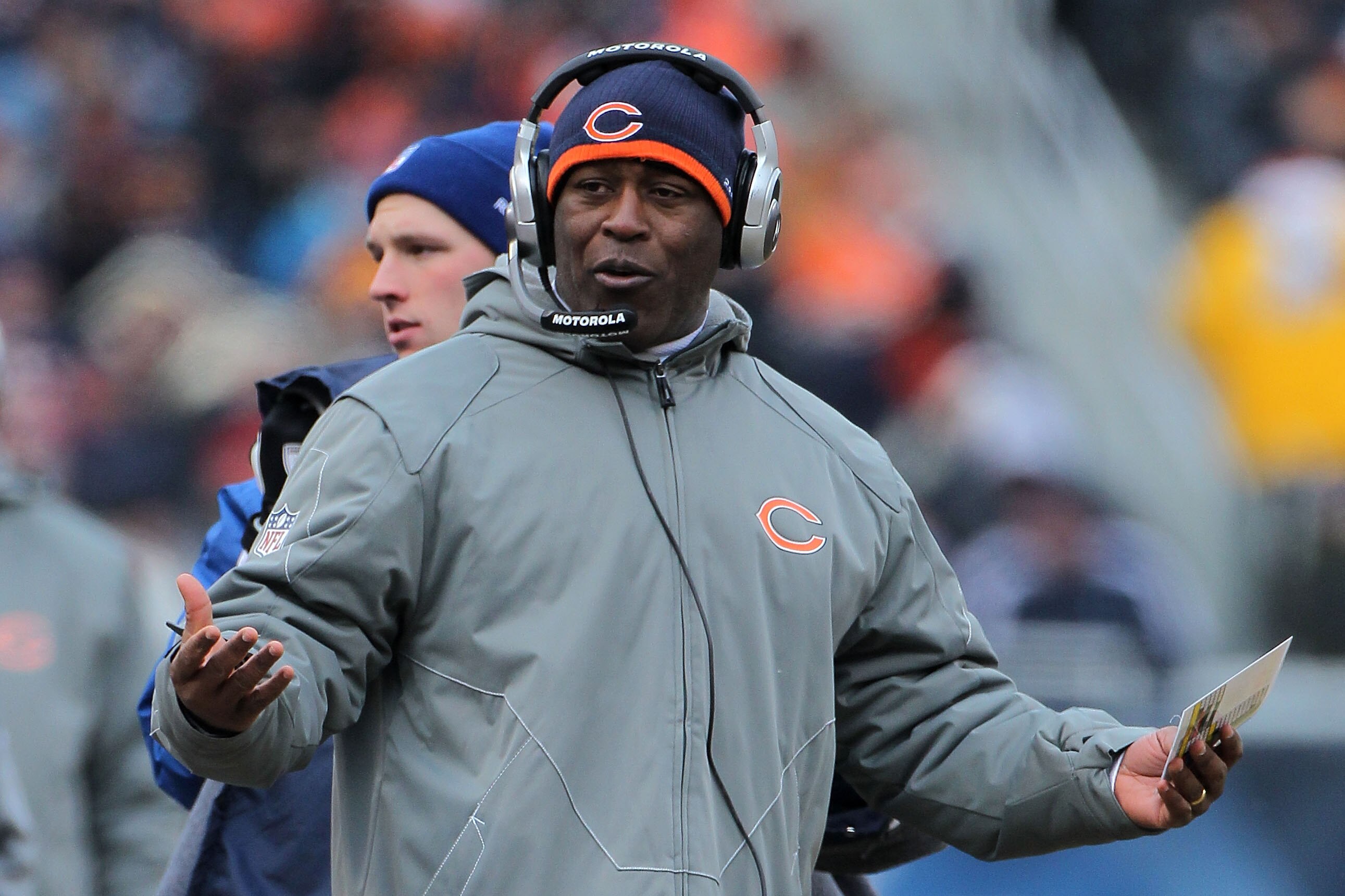 CHICAGO, IL - JANUARY 16: Head coach Lovie Smith of the Chicago Bears reacts in the second half against the Seattle Seahawks in the 2011 NFC divisional playoff game at Soldier Field on January 16, 2011 in Chicago, Illinois. (Photo by Doug Pensinger/Gett CHICAGO, IL - JANUARY 16: Head coach Lovie Smith of the Chicago Bears reacts in the second half against the Seattle Seahawks in the 2011 NFC divisional playoff game at Soldier Field on January 16, 2011 in Chicago, Illinois. (Photo by Doug Pensinger/Gett