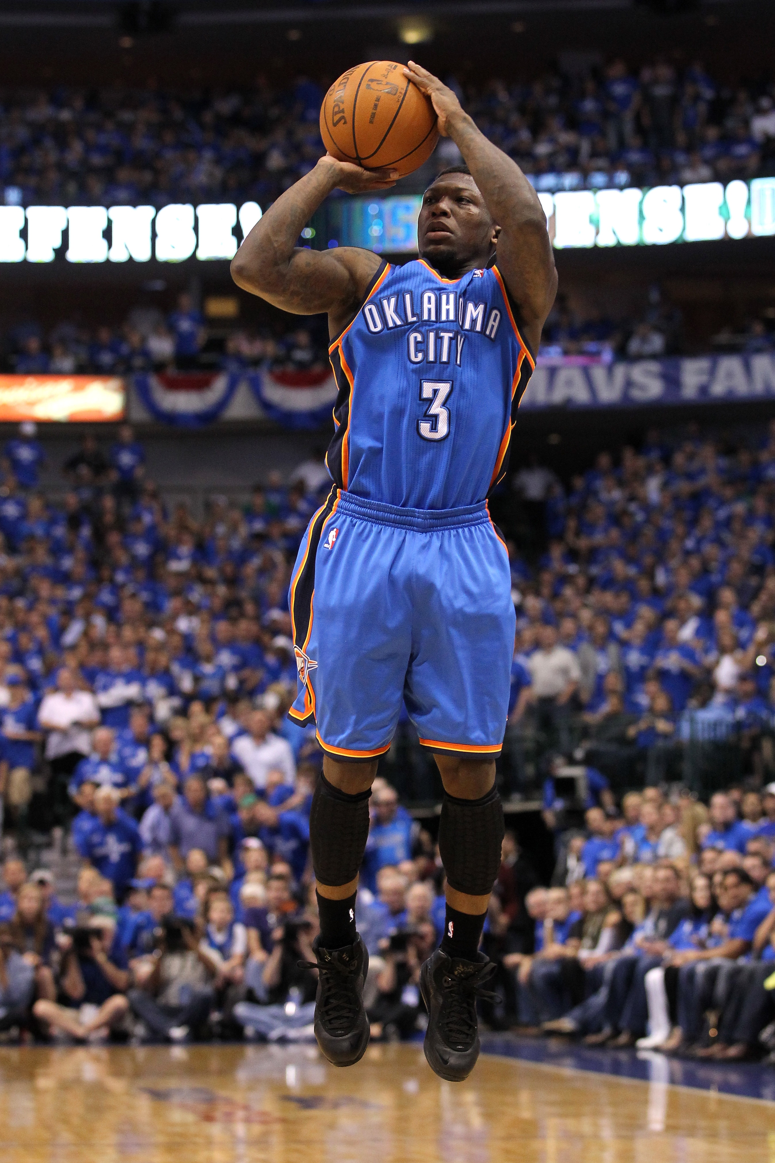DALLAS, TX - MAY 17:  Nate Robinson #3 of the Oklahoma City Thunder shoots the ball while taking on the Dallas Mavericks in Game One of the Western Conference Finals during the 2011 NBA Playoffs at American Airlines Center on May 17, 2011 in Dallas, Texas