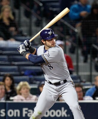 ATLANTA, GA - MAY 04:  Ryan Braun #8 of the Milwaukee Brewers against the Atlanta Braves at Turner Field on May 4, 2011 in Atlanta, Georgia.  (Photo by Kevin C. Cox/Getty Images)