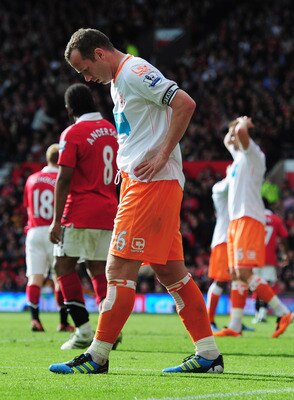 MANCHESTER, ENGLAND - MAY 22:  Charlie Adam of Blackpool looks despondent during the Barclays Premier League match between Manchester United and Blackpool at Old Trafford on May 22, 2011 in Manchester, England.  (Photo by Shaun Botterill/Getty Images)