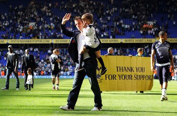 LONDON, ENGLAND - MAY 22: Rafael van der Vaart of Tottenham Hotspur waves to the fans after the Barclays Premier League match between Tottenham Hotspur and Birmingham City at White Hart Lane on May 22, 2011 in London, England.  (Photo by Julian Finney/Get