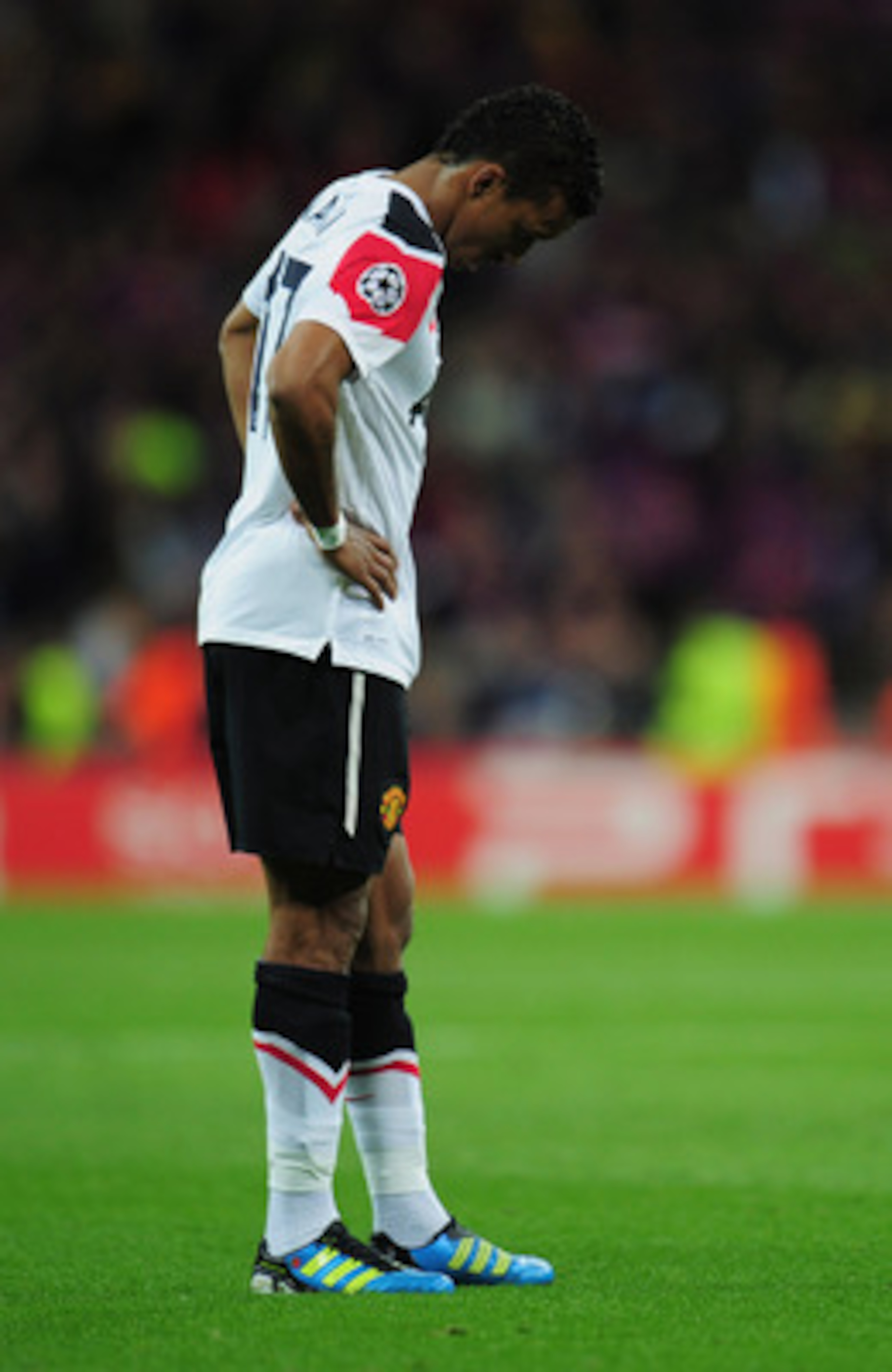 LONDON, ENGLAND - MAY 28:  Luis Nani of Manchester United looks dejected after defeat during the UEFA Champions League final between FC Barcelona and Manchester United FC at Wembley Stadium on May 28, 2011 in London, England.  (Photo by Shaun Botterill/Ge