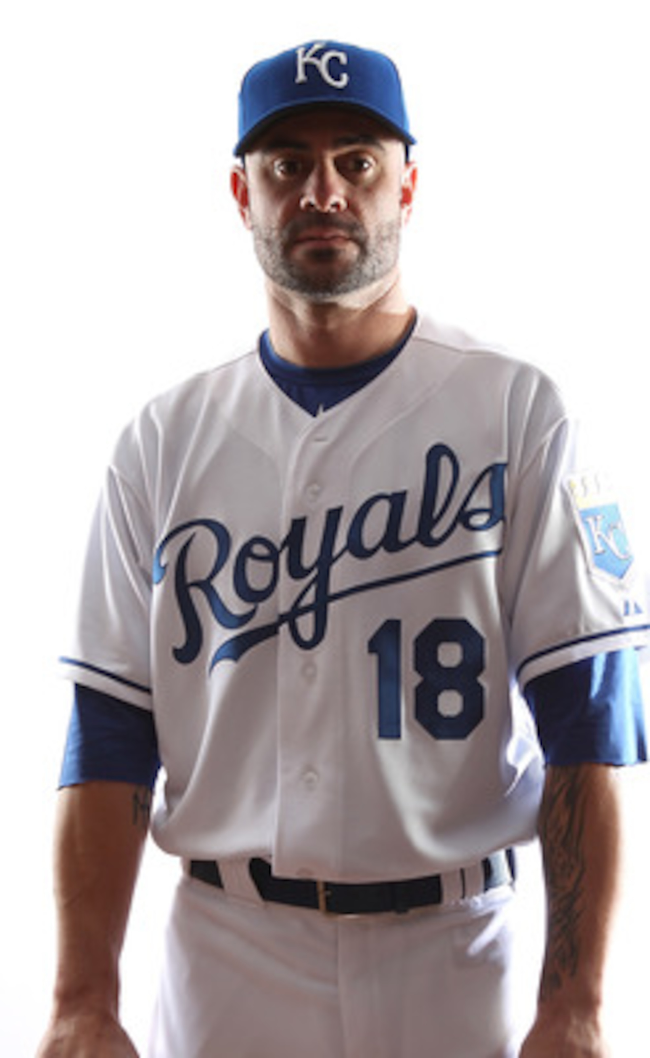 SURPRISE, AZ - FEBRUARY 23:  Jason Kendall #18 of the Kansas City Royals poses for a portrait during Spring Training Media Day on February 23, 2011 at Surprise Stadium in Surprise, Arizona..  (Photo by Jonathan Ferrey/Getty Images)