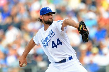 KANSAS CITY, MO - JUNE 4:  Starting pitcher Luke Hochevar #44 of the Kansas City Royals throws a pitch against the Minnesota Twins at Kauffman Stadium on June 4, 2011 in Kansas City, Missouri. (Photo by G. Newman Lowrance/Getty Images)